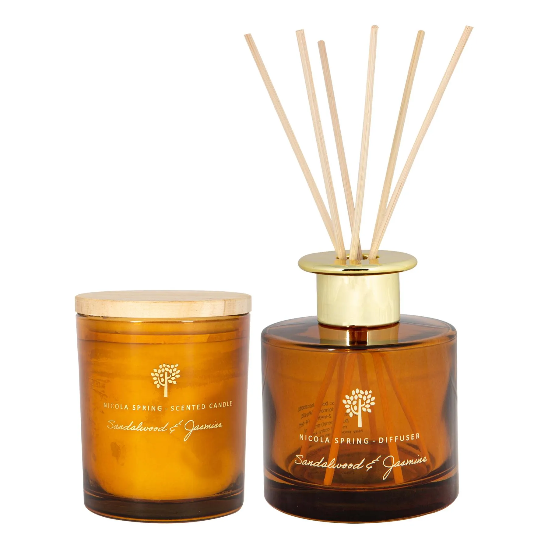 Scented Candle & Reed Diffuser Set 130g Sandalwood & Jasmine