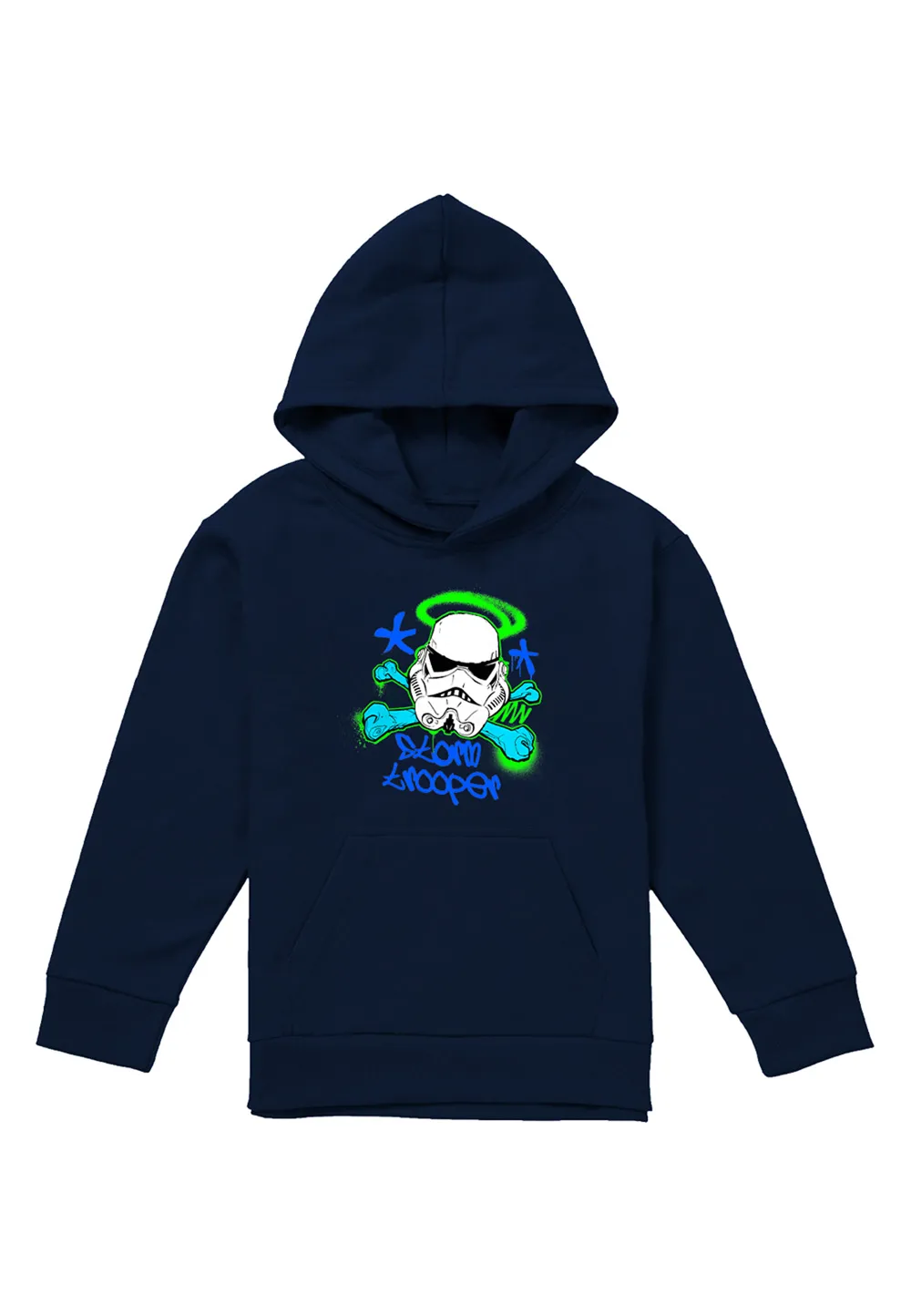 Star Wars Stencil Trooper Youth Kids Pull-Over Hoodie, Navy 4 Star Wars Stencil Trooper Youth Kids Pull-Over Hoodie, Navy