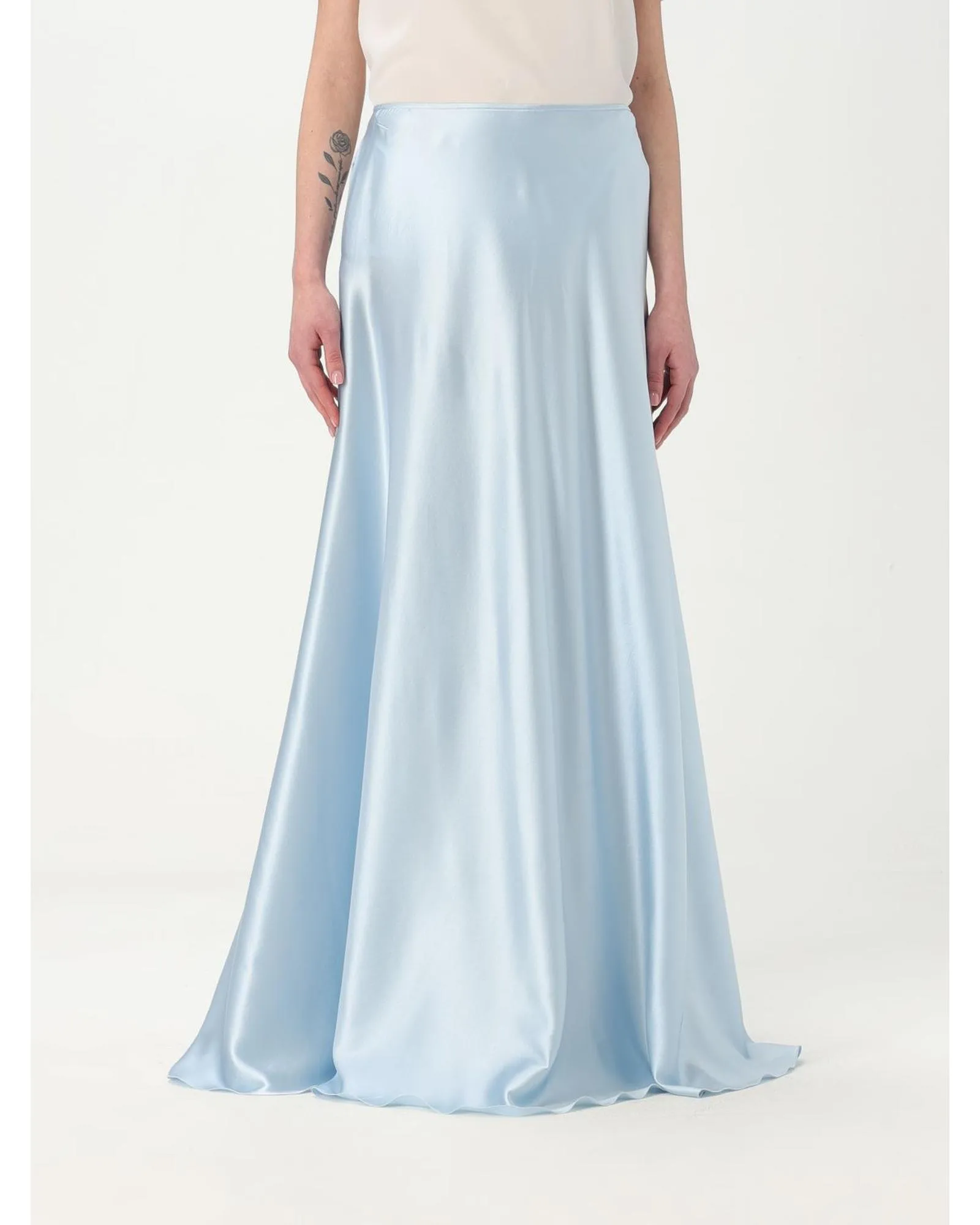 Satin Maxi Skirt Wo - Gnawed Blue 1 Satin Maxi Skirt Wo - Gnawed Blue