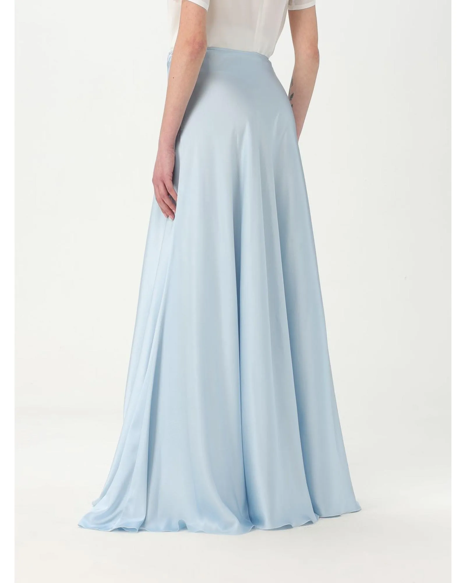 Satin Maxi Skirt Wo - Gnawed Blue 2 Satin Maxi Skirt Wo - Gnawed Blue