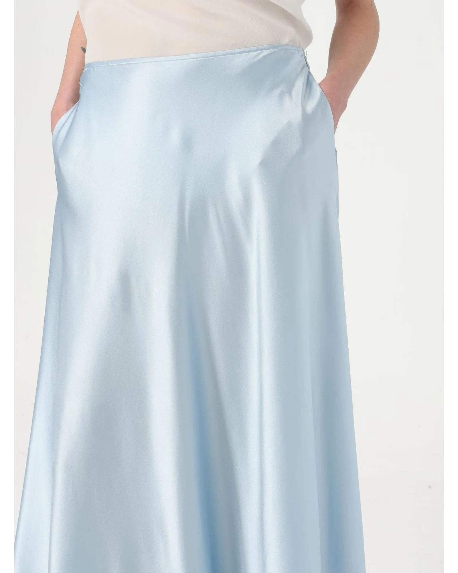 Satin Maxi Skirt Wo - Gnawed Blue 4 Satin Maxi Skirt Wo - Gnawed Blue