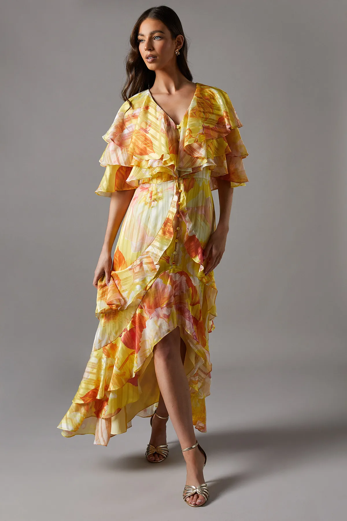 Printed Burnout Ruffle Maxi Dress 1 Printed Burnout Ruffle Maxi Dress
