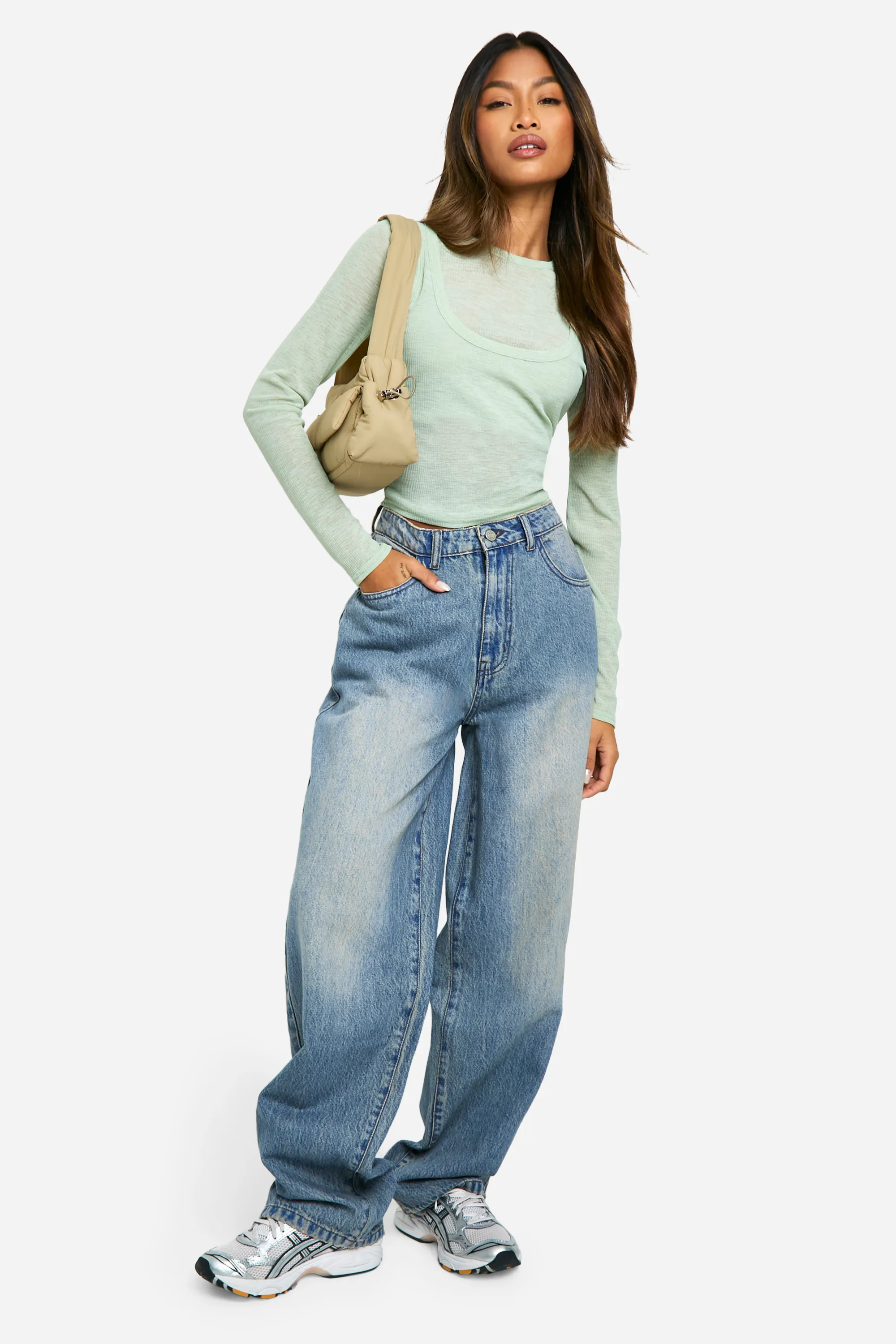 Faded Wide Leg Denim Jeans 1 Faded Wide Leg Denim Jeans