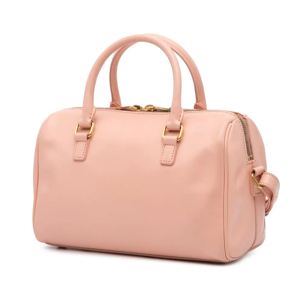 Preloved Classic Duffle Leather Satchel- Pink 2 Preloved Classic Duffle Leather Satchel- Pink