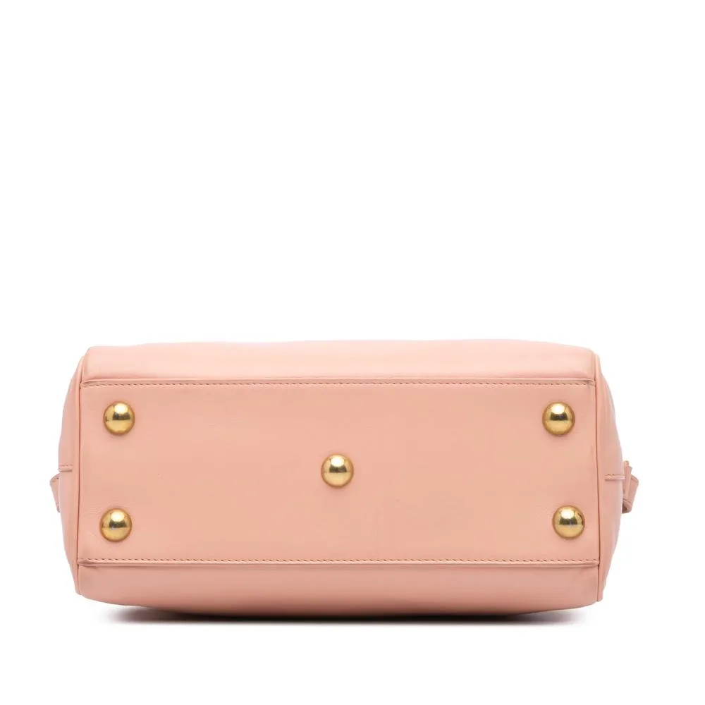 Preloved Classic Duffle Leather Satchel- Pink 3 Preloved Classic Duffle Leather Satchel- Pink
