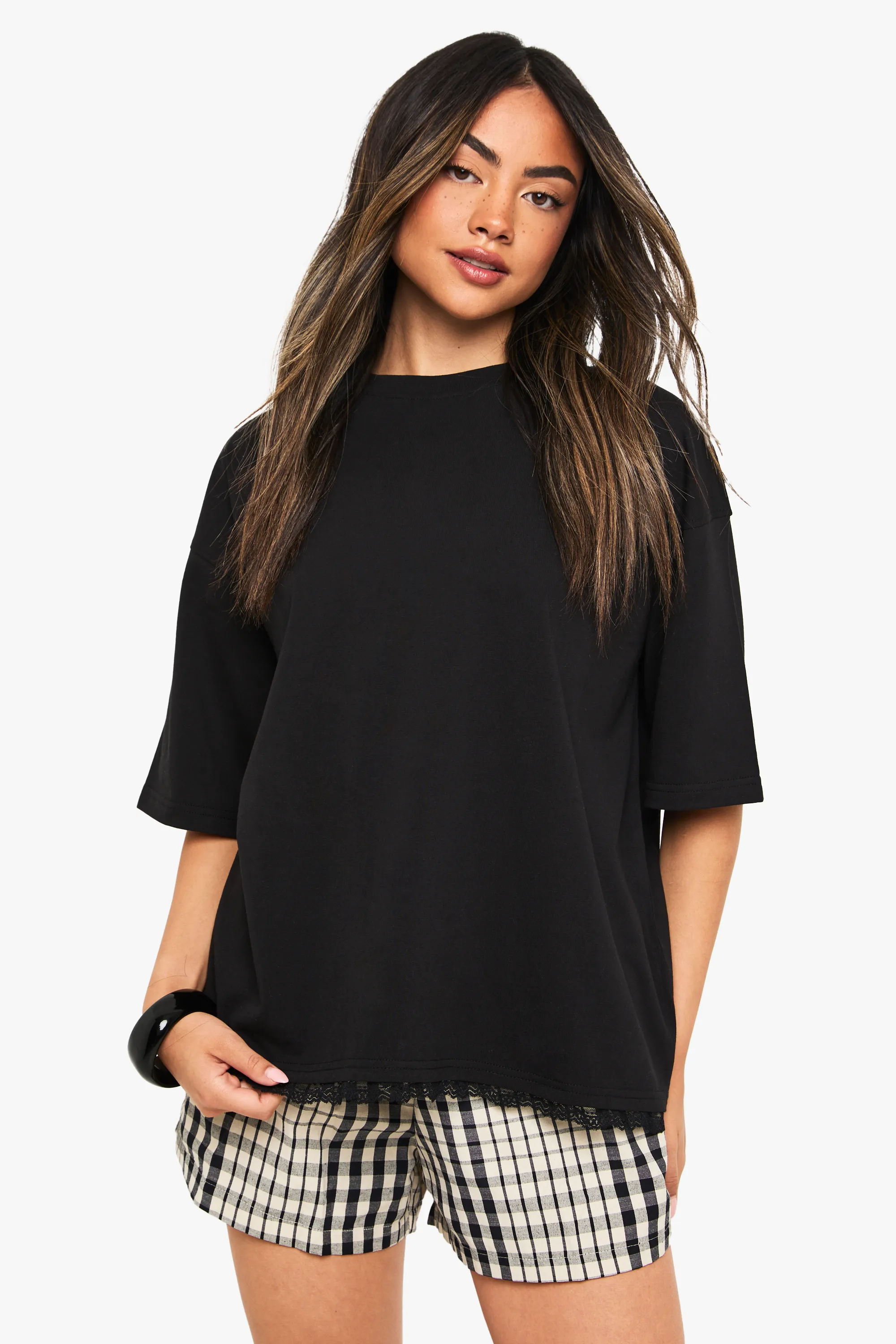 Lace Hem Oversized T-shirt 1 Lace Hem Oversized T-shirt