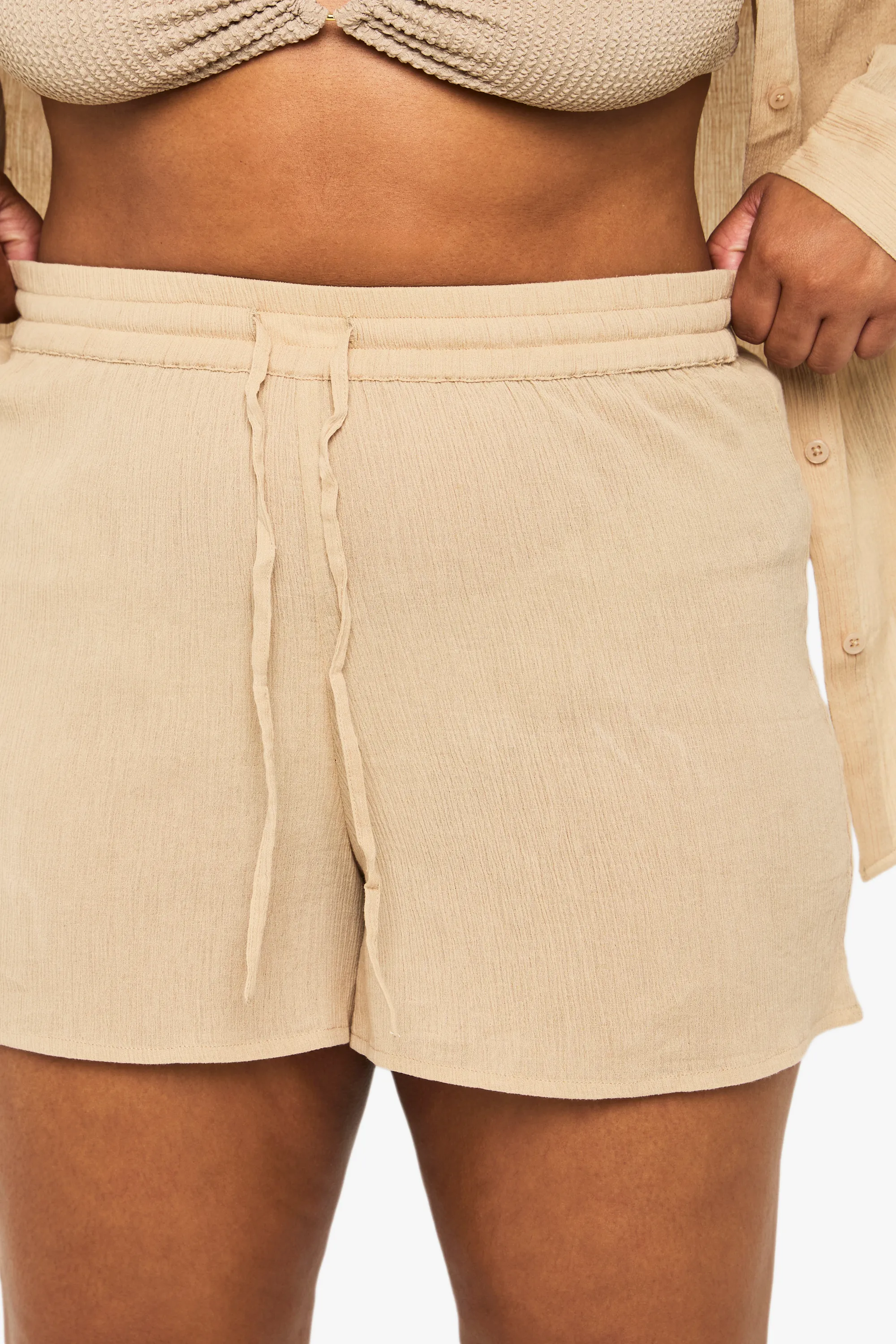 Plus Crinkle Cotton Beach Shorts 4 Plus Crinkle Cotton Beach Shorts