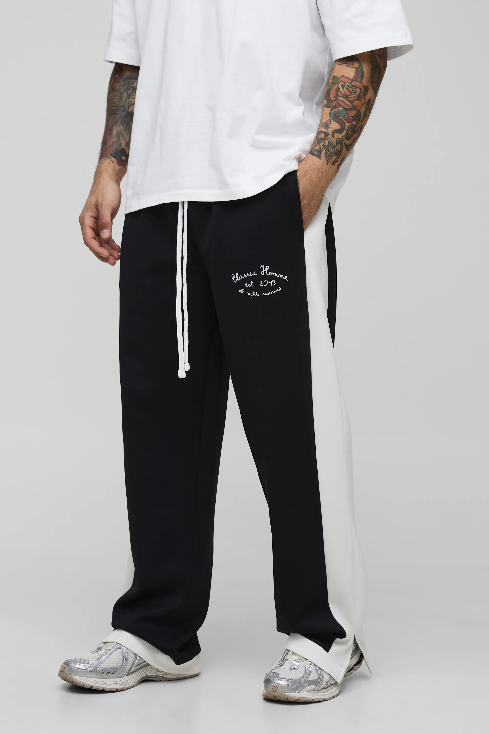 Relaxed Homme Side Stripe Tricot Joggers 1 Relaxed Homme Side Stripe Tricot Joggers