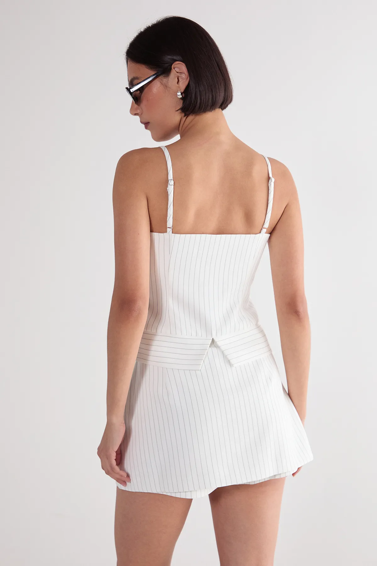Pinstripe Belted Tailored Skort 4 Pinstripe Belted Tailored Skort