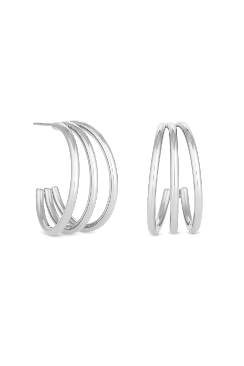 Stainless Steel Polished Medium Hoop Earrings 1 Stainless Steel Polished Medium Hoop Earrings