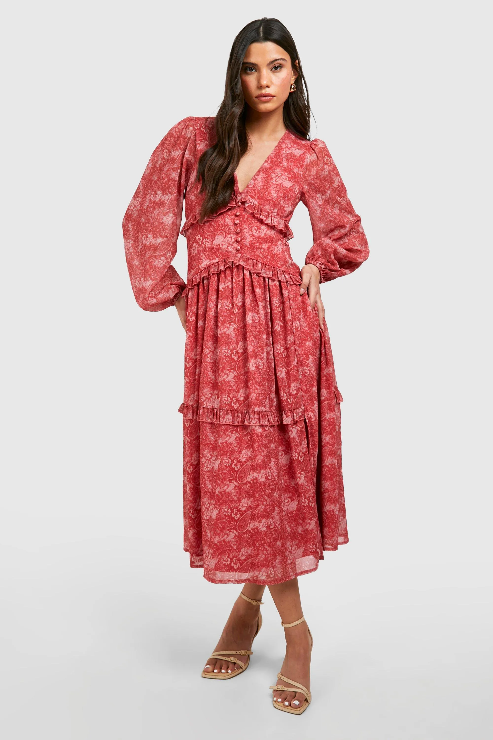 Paisley Print Ruffle Smock Dress 3 Paisley Print Ruffle Smock Dress