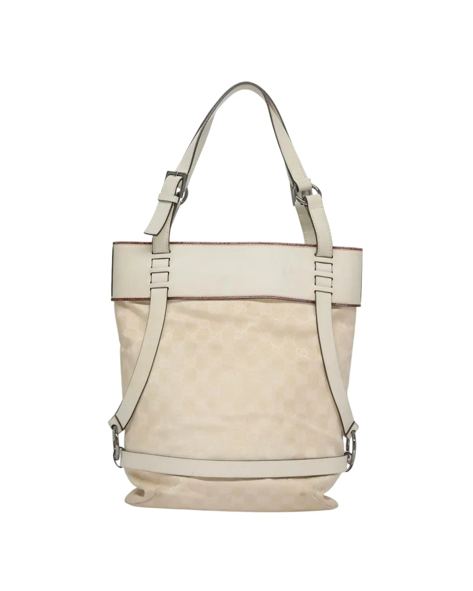 Preloved Tote Bag Leather Trim- White 3 Preloved Tote Bag Leather Trim- White