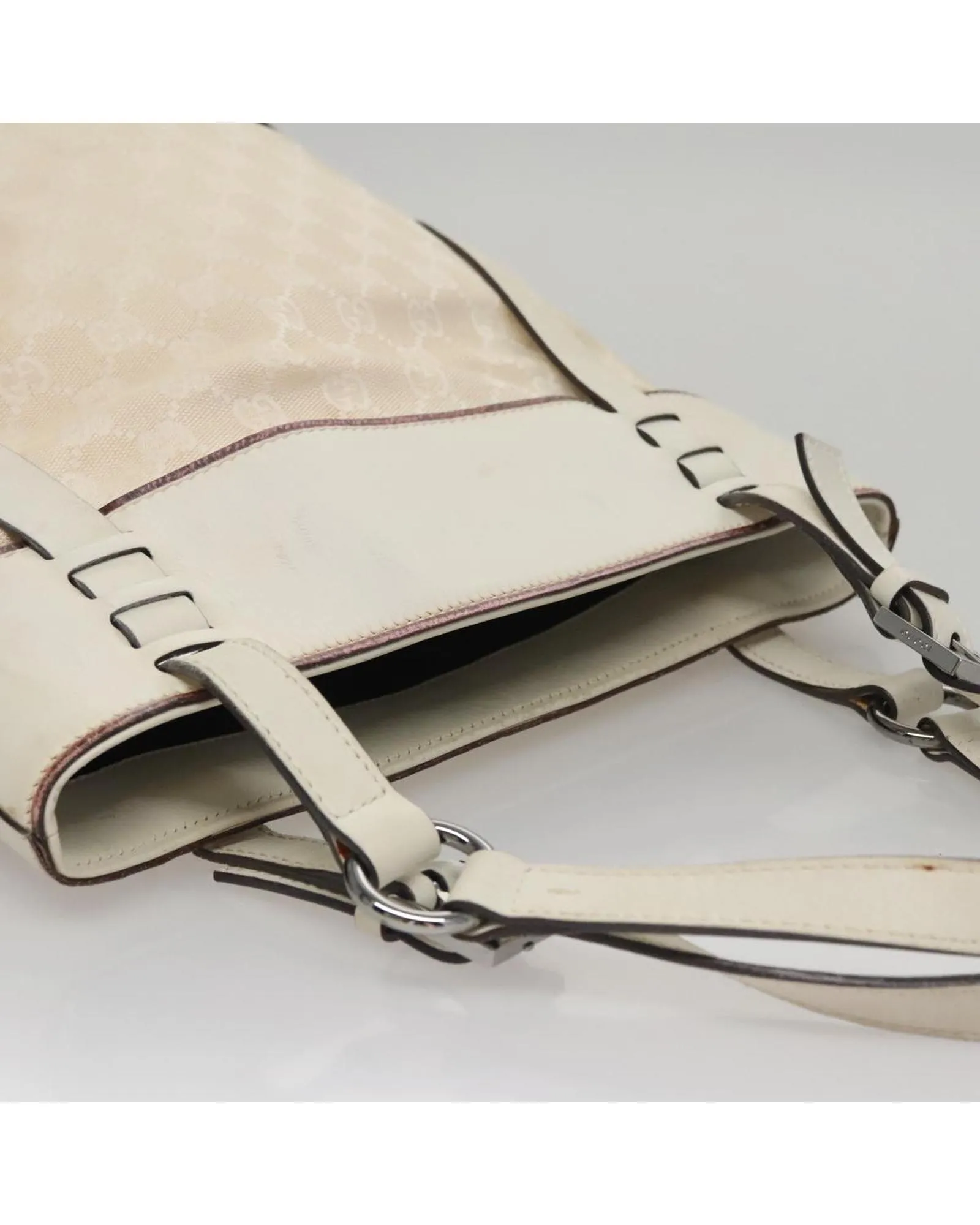 Preloved Tote Bag Leather Trim- White 7 Preloved Tote Bag Leather Trim- White