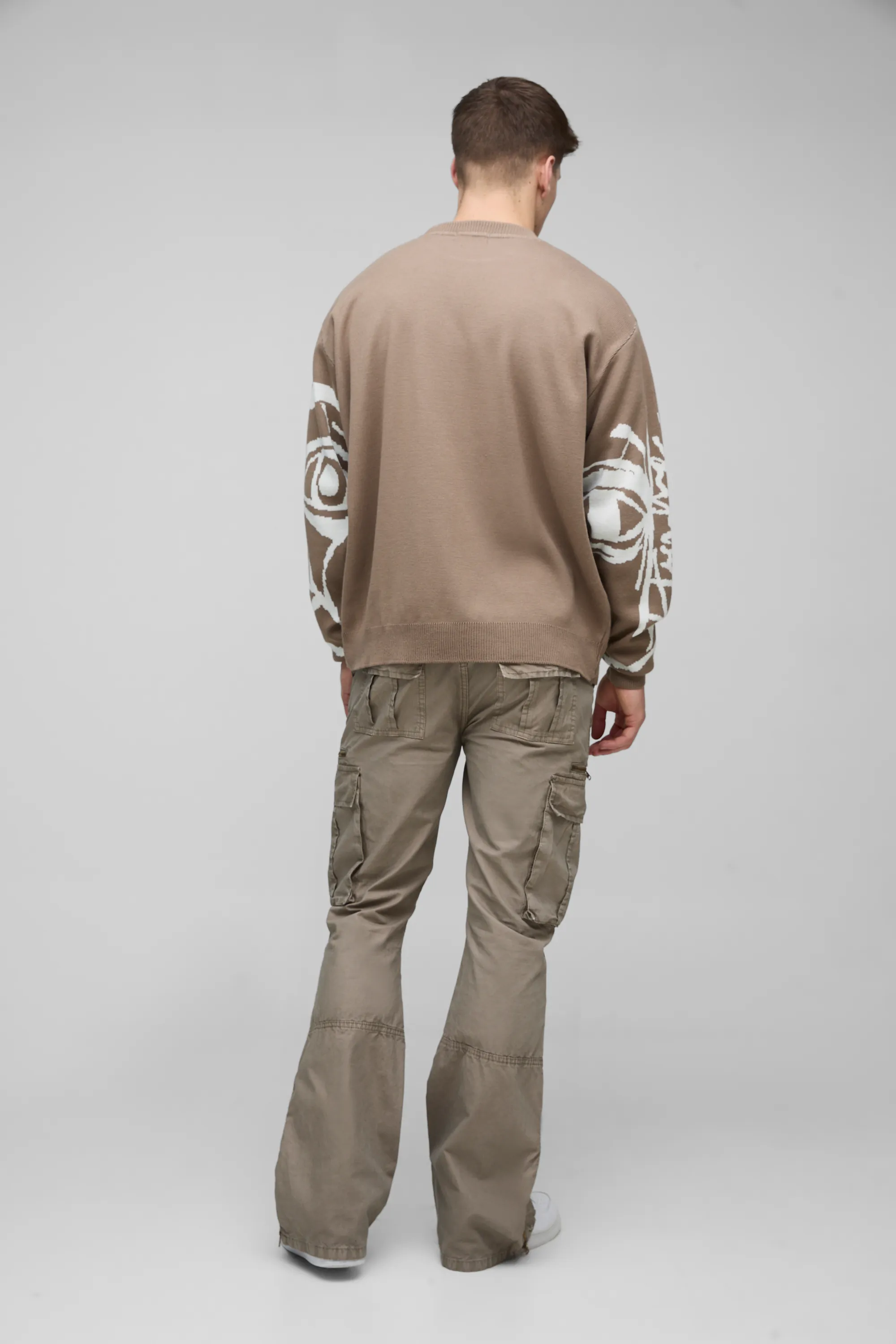 Tall Slim Flare Zip Gusset Overdye Acid Wash Cargo Trouser In Black 2 Tall Slim Flare Zip Gusset Overdye Acid Wash Cargo Trouser In Black