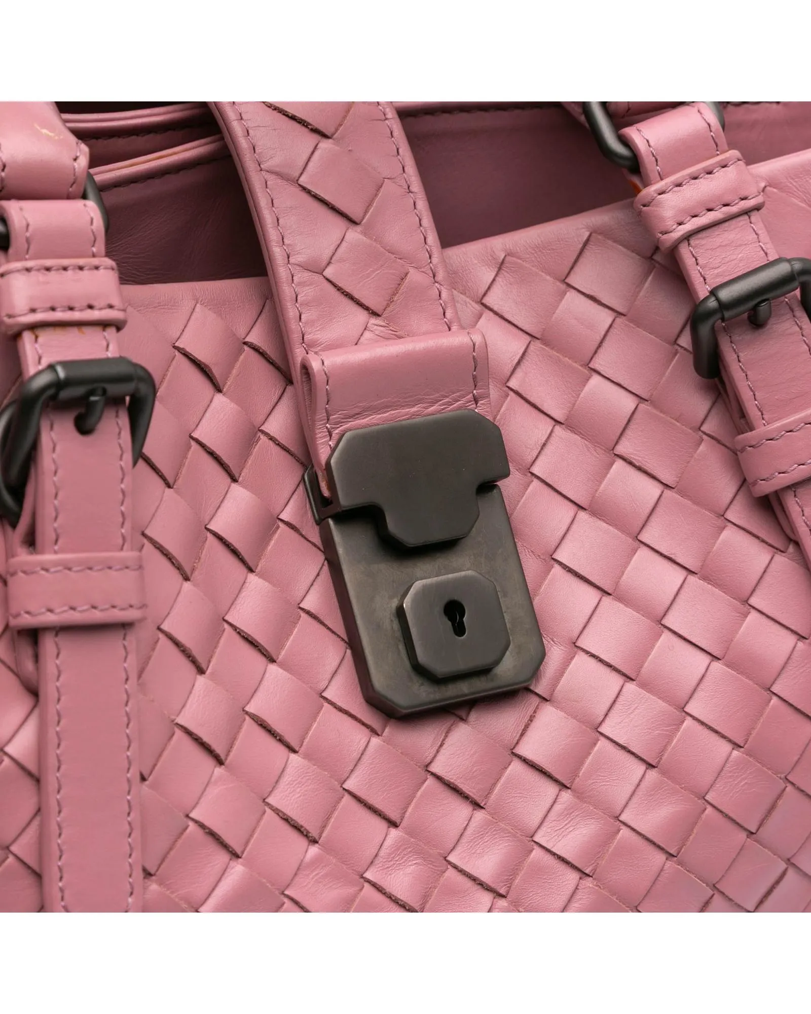 Preloved BV Roma Satchel Woven Leather- Pink 10 Preloved BV Roma Satchel Woven Leather- Pink