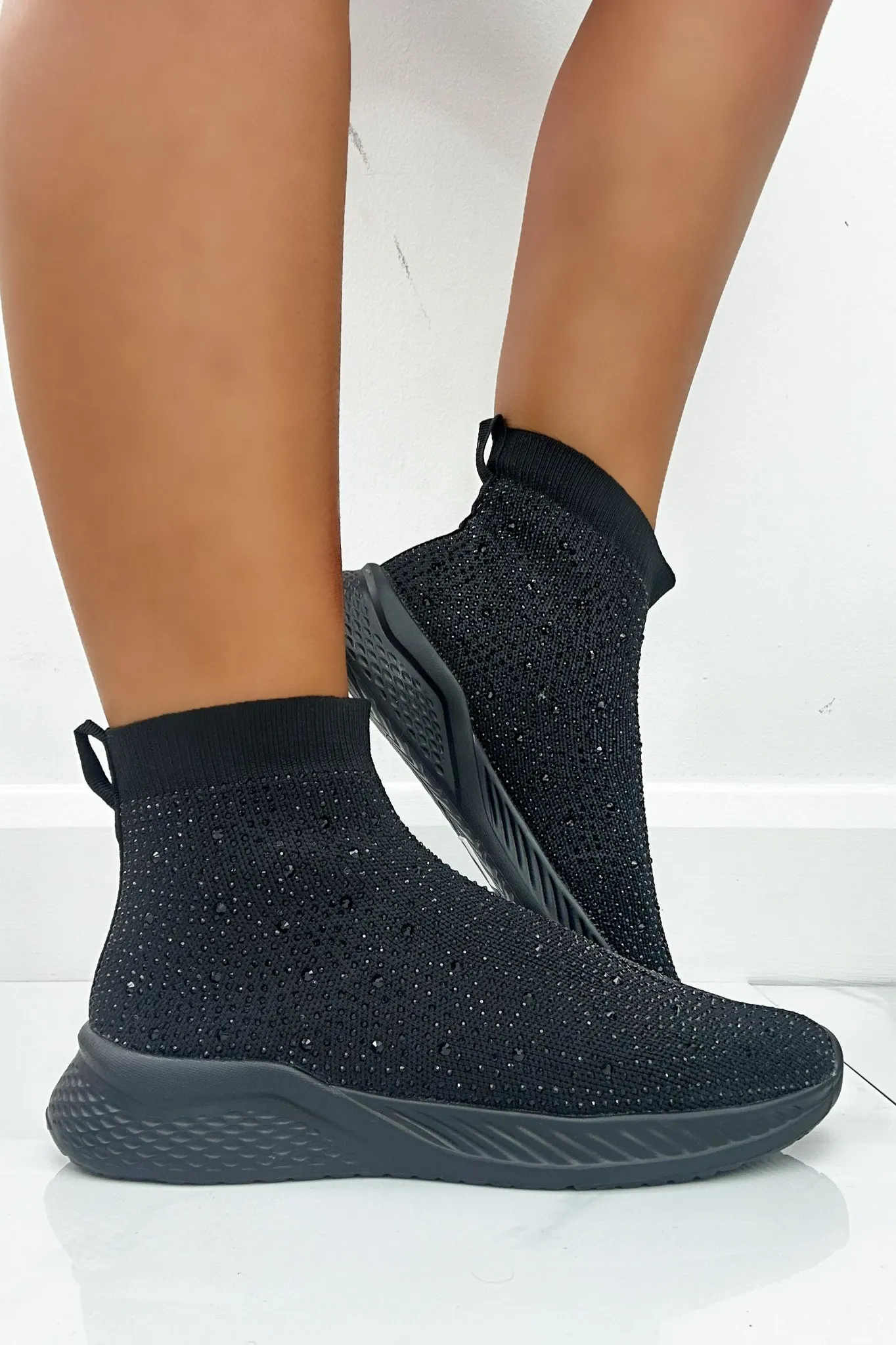 Crystal Knitted Stretch Sock Trainers 1 Crystal Knitted Stretch Sock Trainers