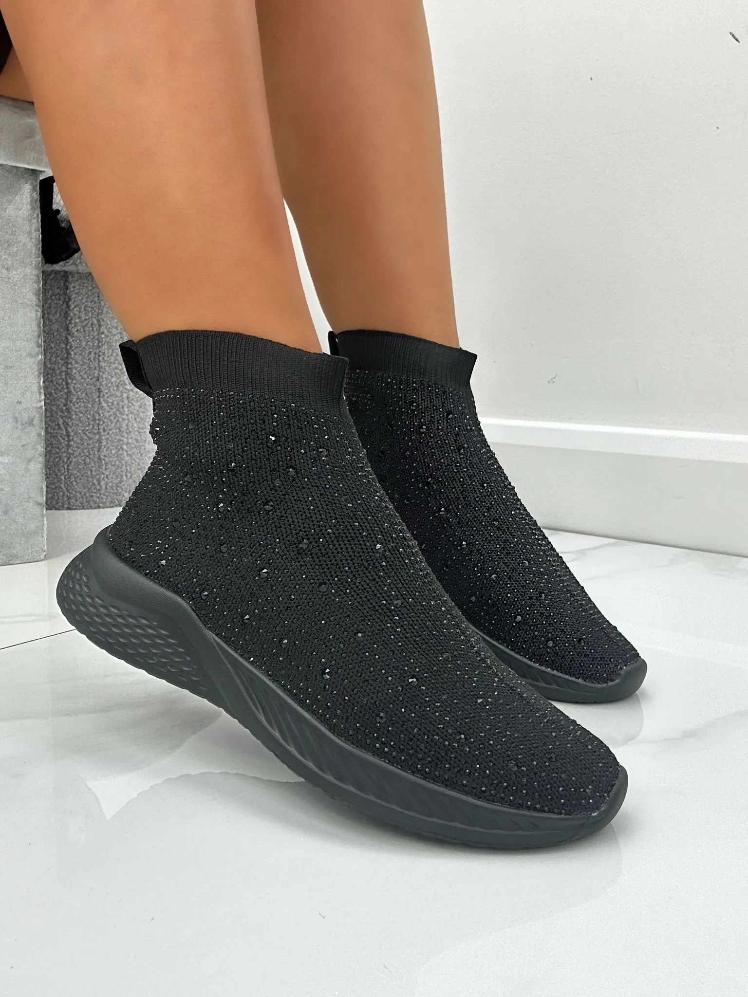 Crystal Knitted Stretch Sock Trainers 2 Crystal Knitted Stretch Sock Trainers