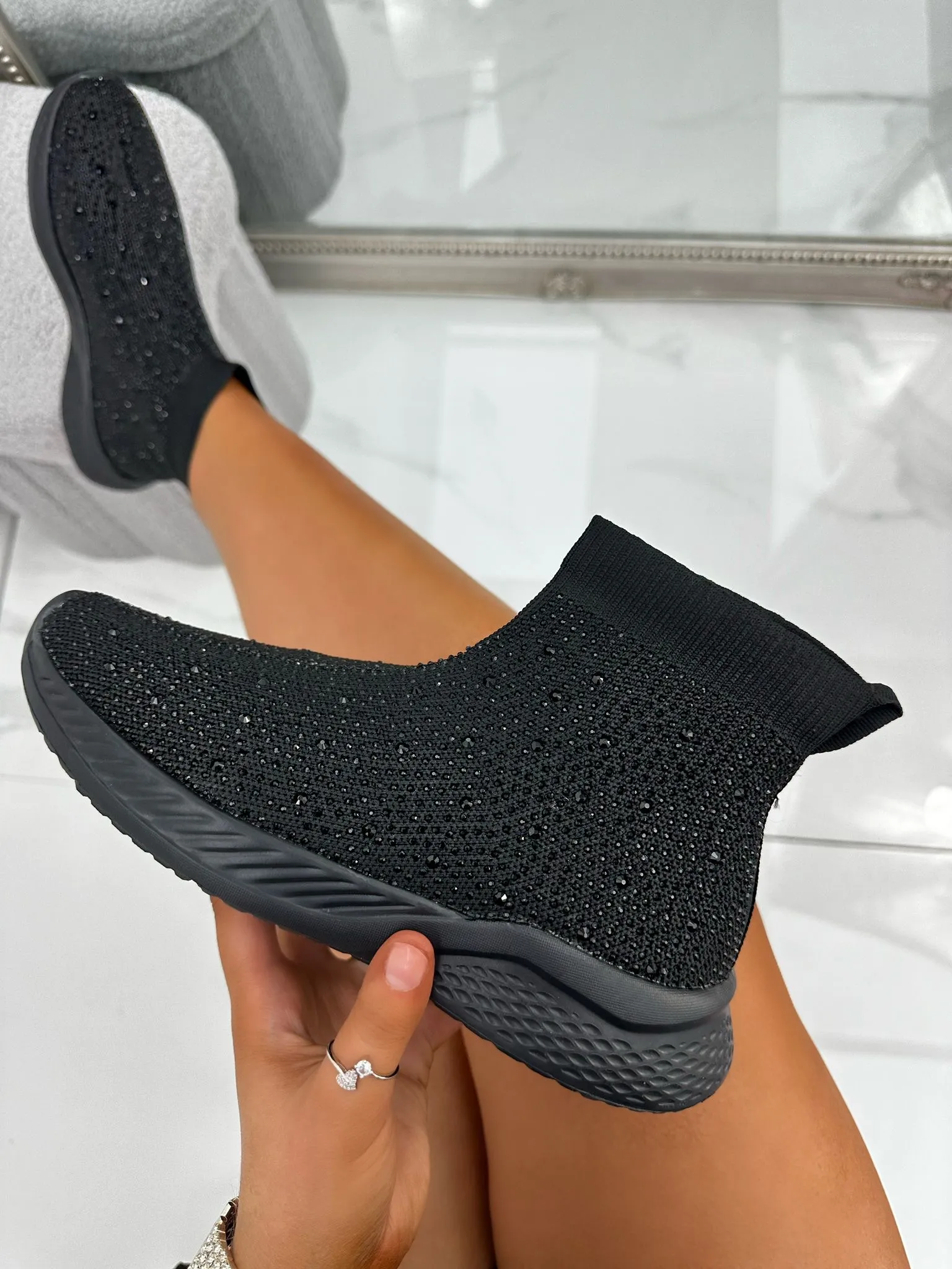 Crystal Knitted Stretch Sock Trainers 3 Crystal Knitted Stretch Sock Trainers