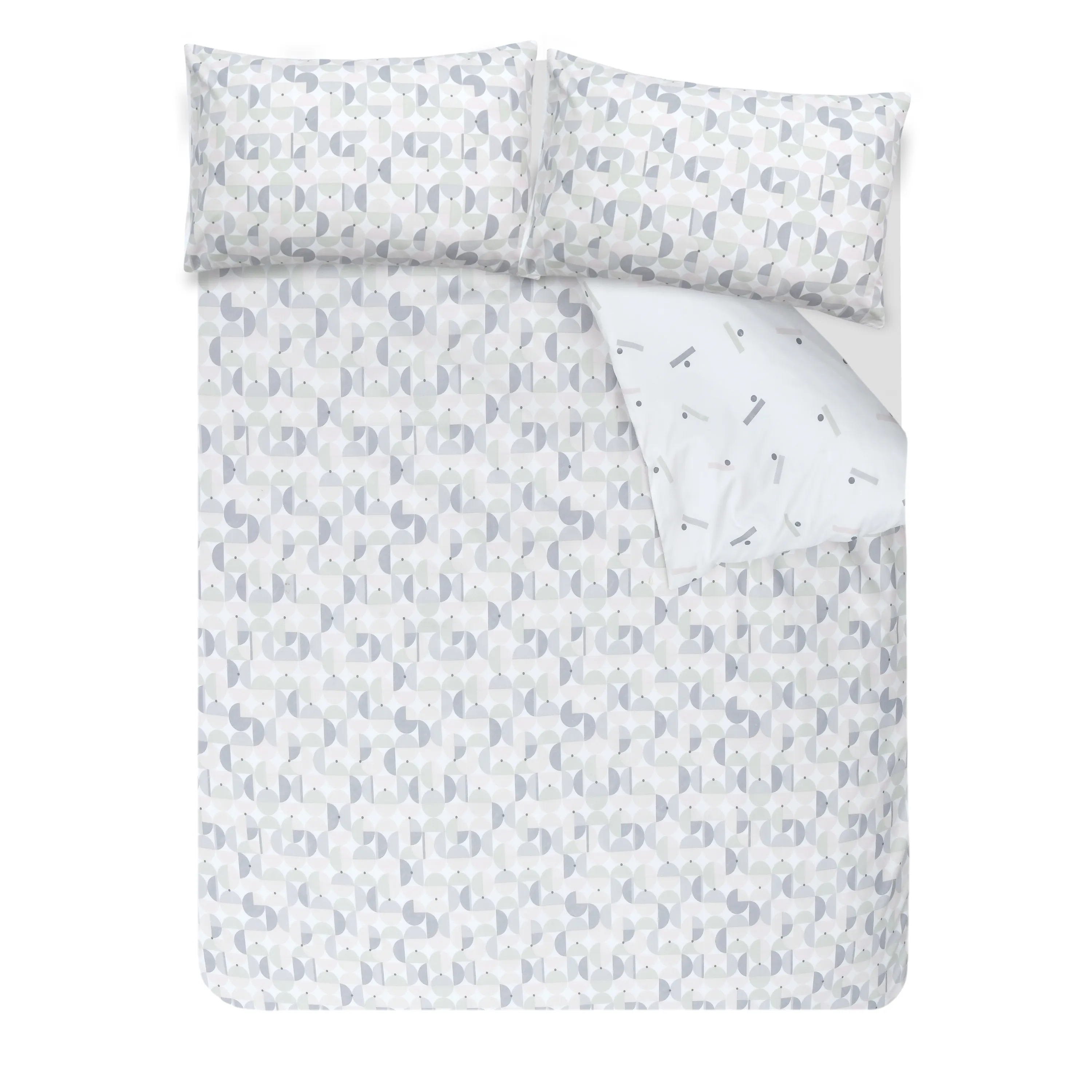 Printed Reversible Circle Geo Duvet Cover With Pillowcases 3 Printed Reversible Circle Geo Duvet Cover With Pillowcases
