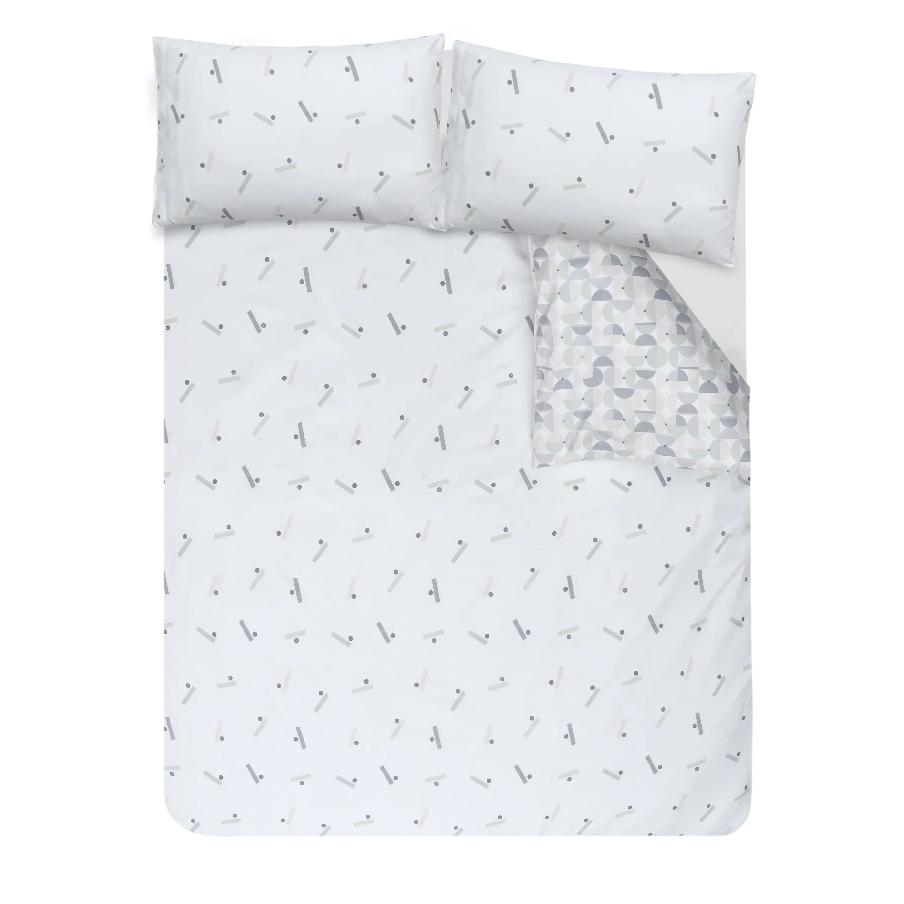 Printed Reversible Circle Geo Duvet Cover With Pillowcases 4 Printed Reversible Circle Geo Duvet Cover With Pillowcases