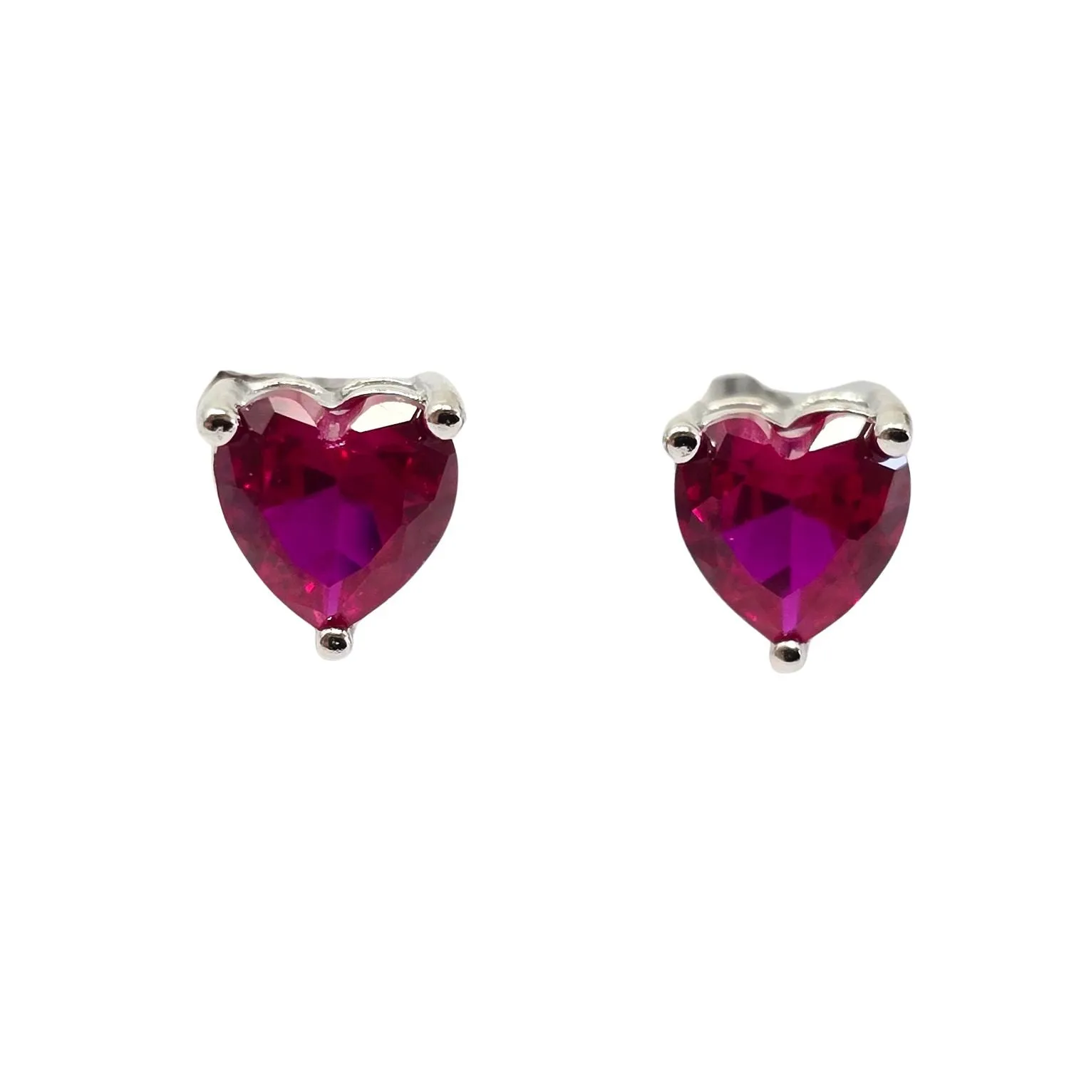 Ruby Heart Sterling Silver Stud Gemstone Earrings 1 Ruby Heart Sterling Silver Stud Gemstone Earrings
