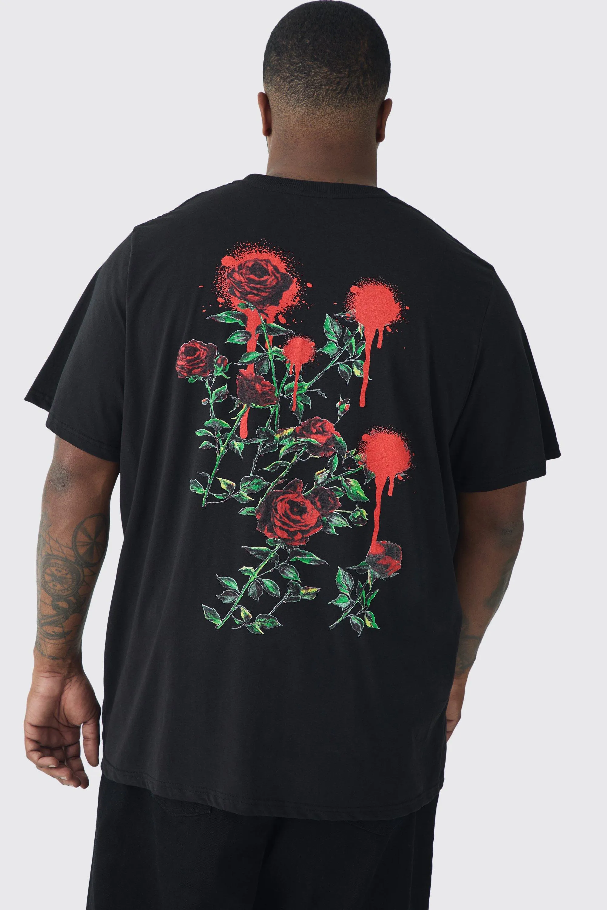 Plus Rose Floral Back Print T-shirt 1 Plus Rose Floral Back Print T-shirt