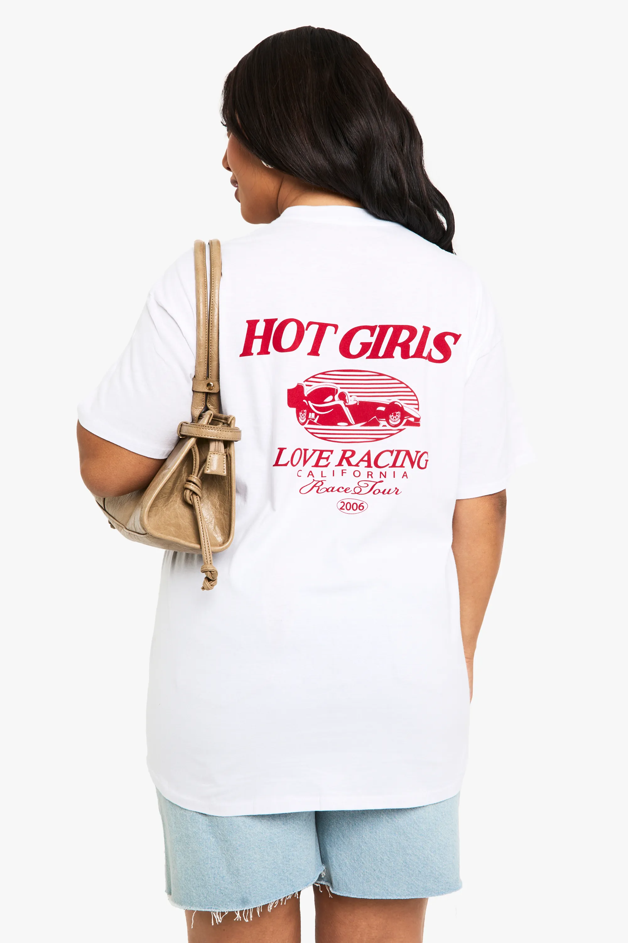 PLUS HOT GIRLS LOVE RACING OVERSIZED T-SHIRT