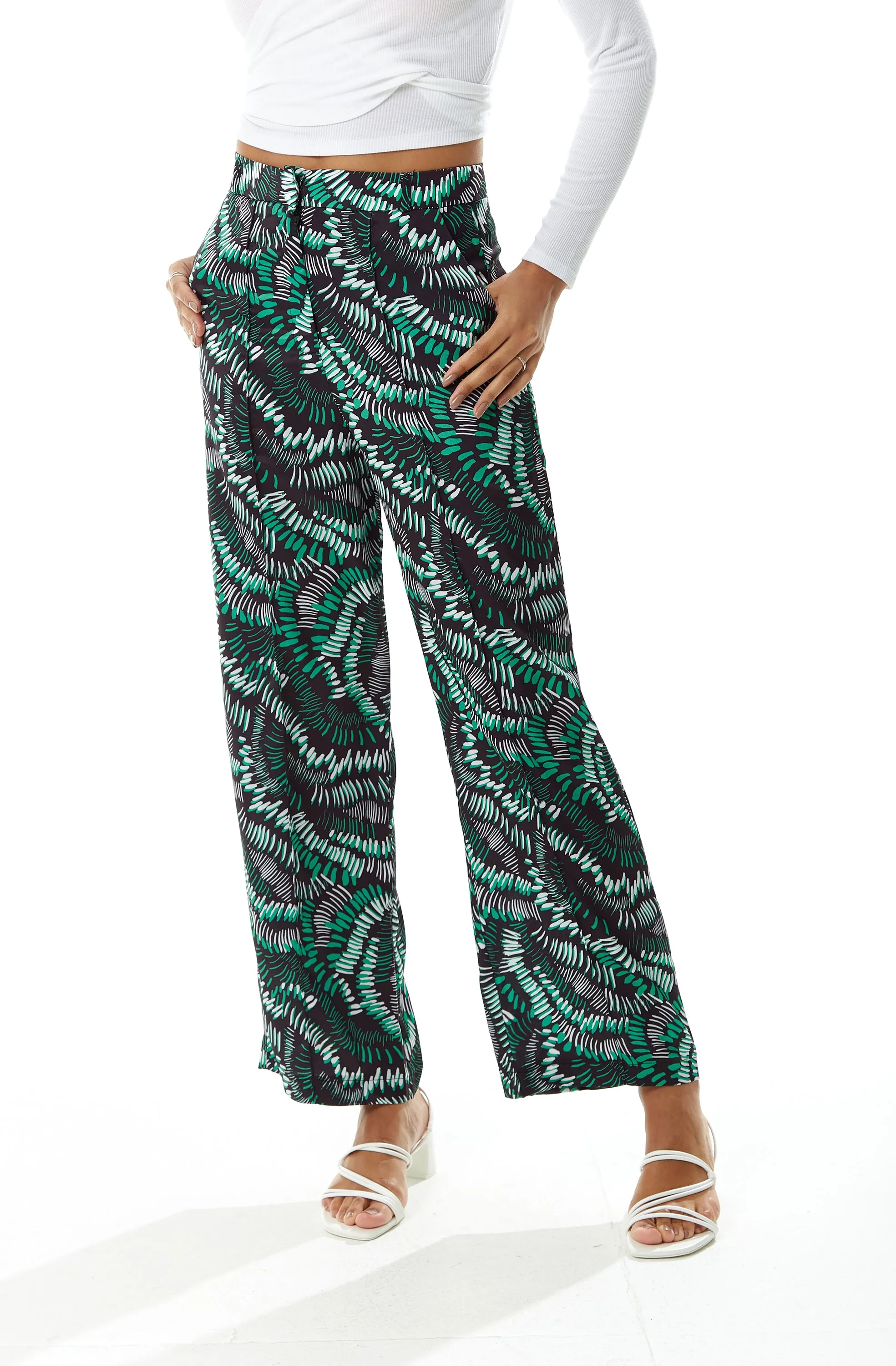Abstract Print Trousers in Black
