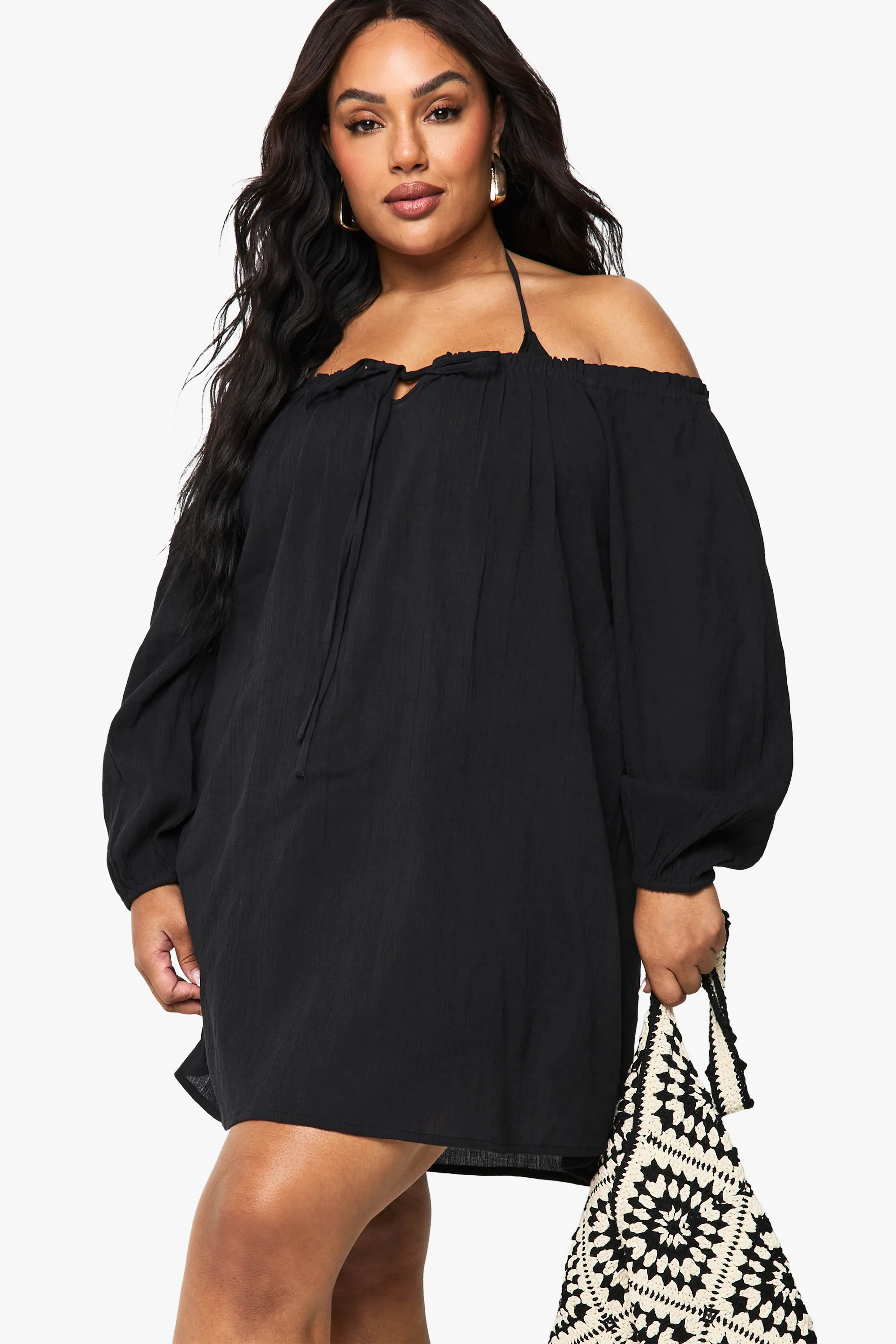 Plus Crinkle Cotton Beach Dress