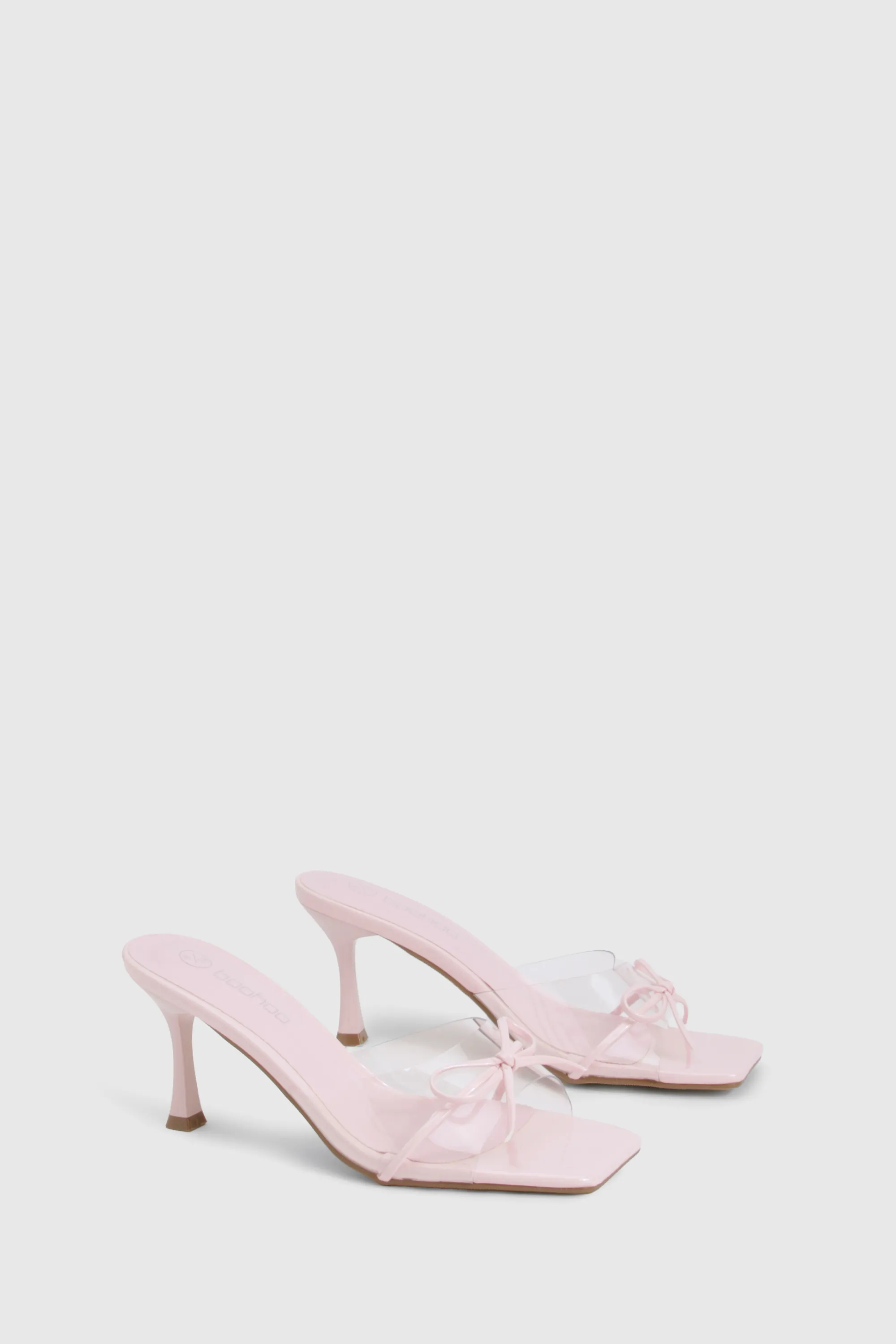 Clear Bow Detail Heeled Mules 2 Clear Bow Detail Heeled Mules