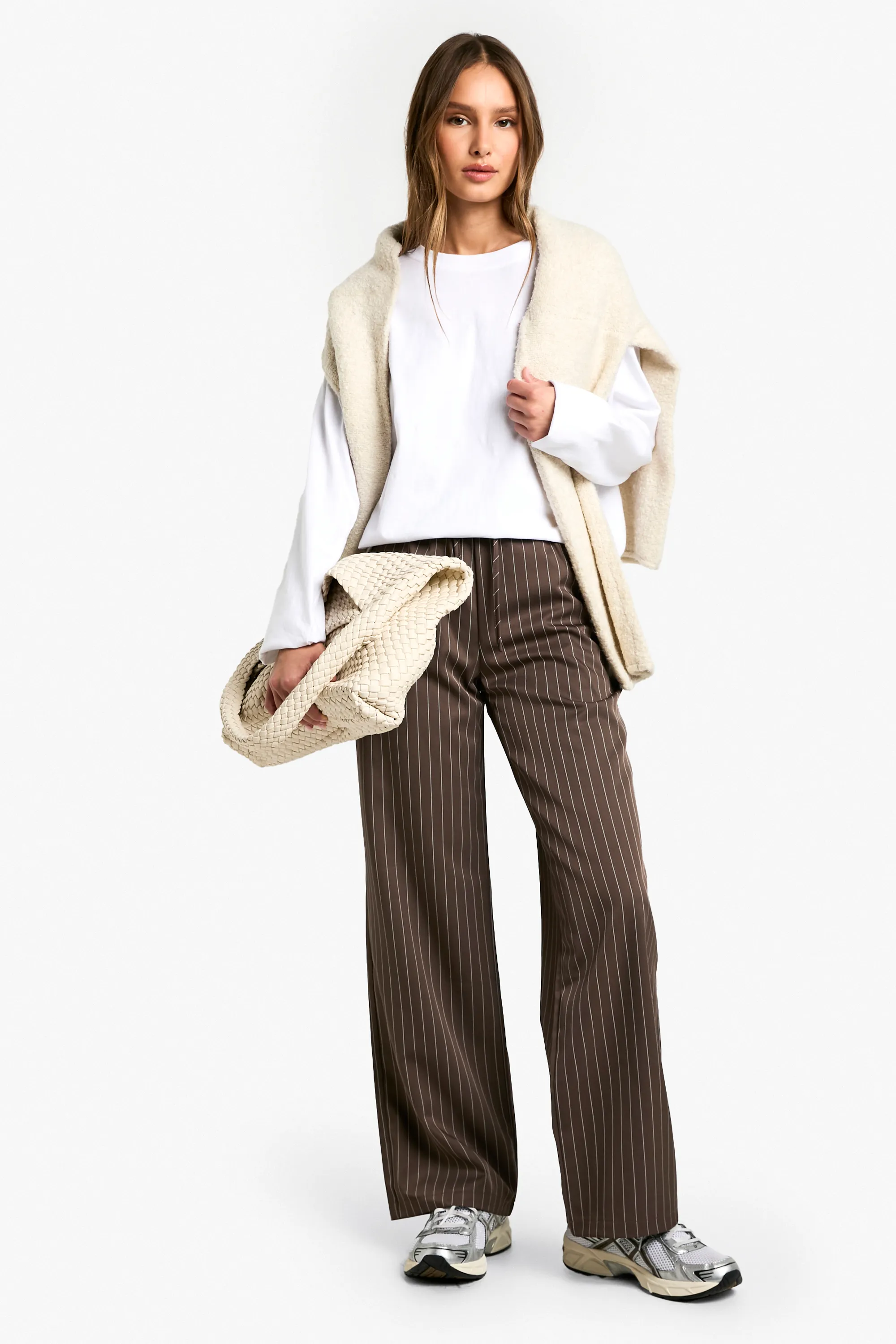 Drawstring Waist Pinstripe Trousers 1 Drawstring Waist Pinstripe Trousers
