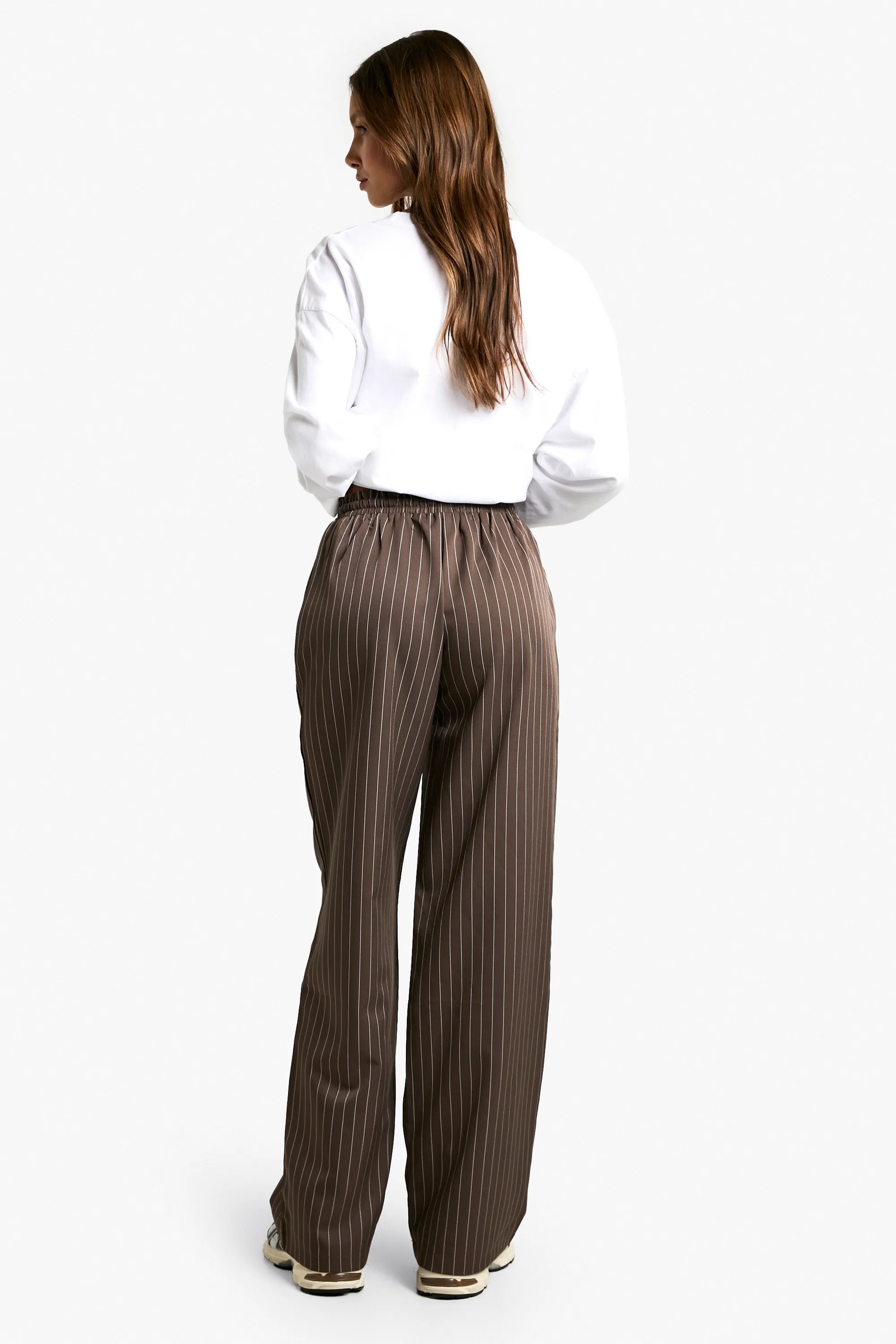 Drawstring Waist Pinstripe Trousers 2 Drawstring Waist Pinstripe Trousers