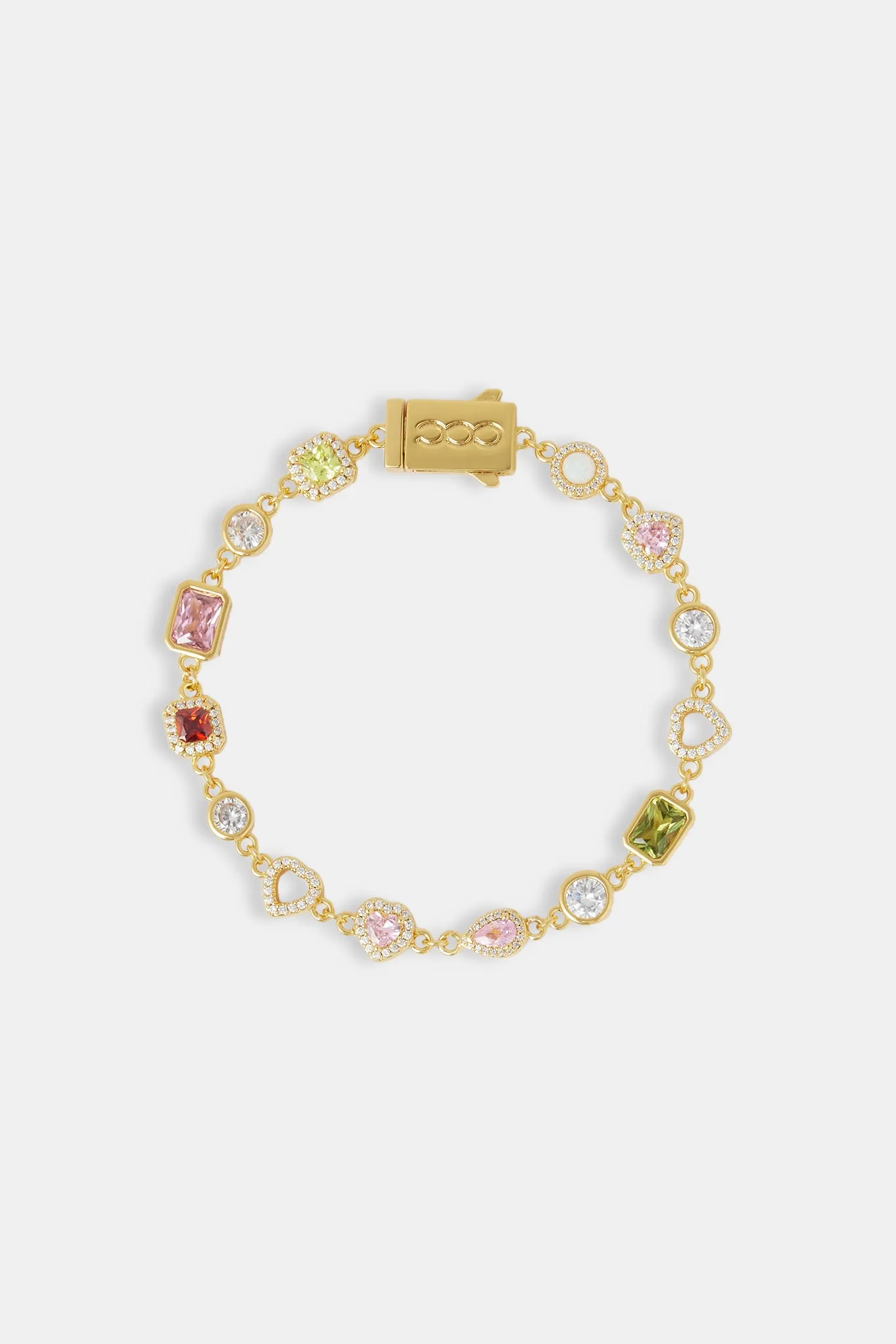 Heart Outline Micro Multi Gemstone Bracelet - 6mm 2 Heart Outline Micro Multi Gemstone Bracelet - 6mm