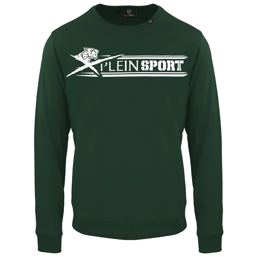 Large Underlined Brand Logo Green Sweatshirt