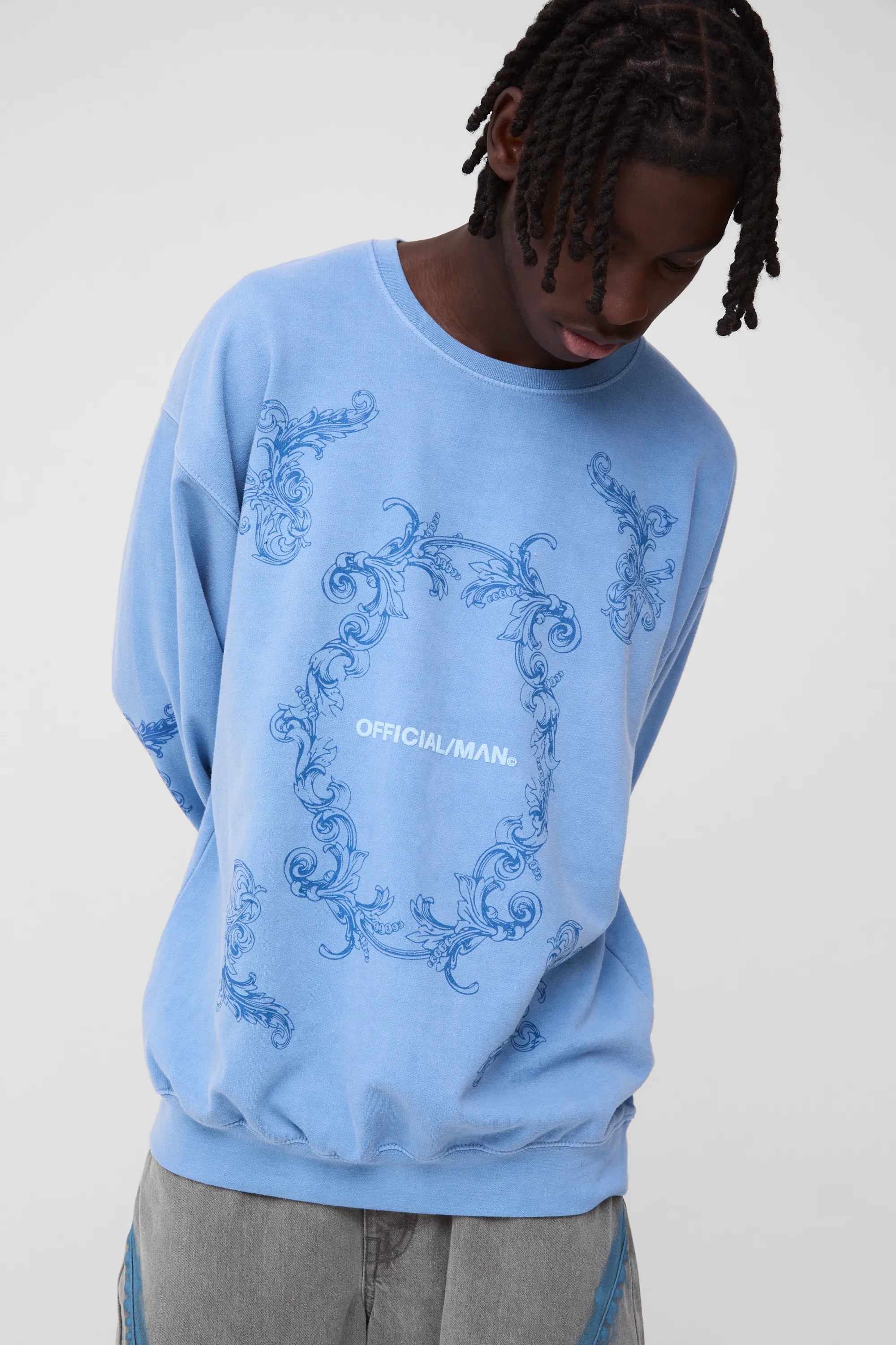 Oversized Puff Print Official Graphic Washed Sweatshirt 1 Oversized Puff Print Official Graphic Washed Sweatshirt