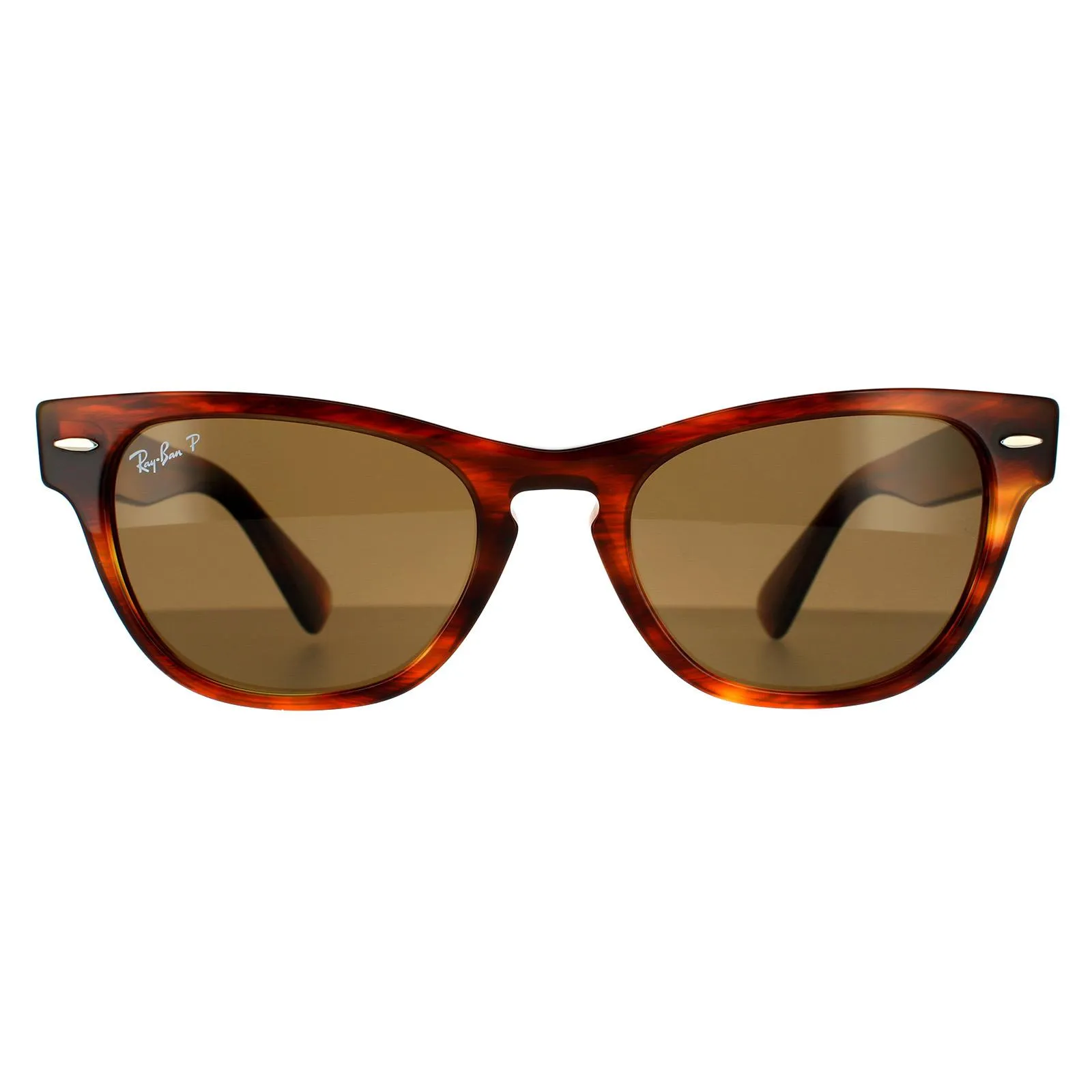 Rectangle Striped Havana Brown Polarized Sunglasses
