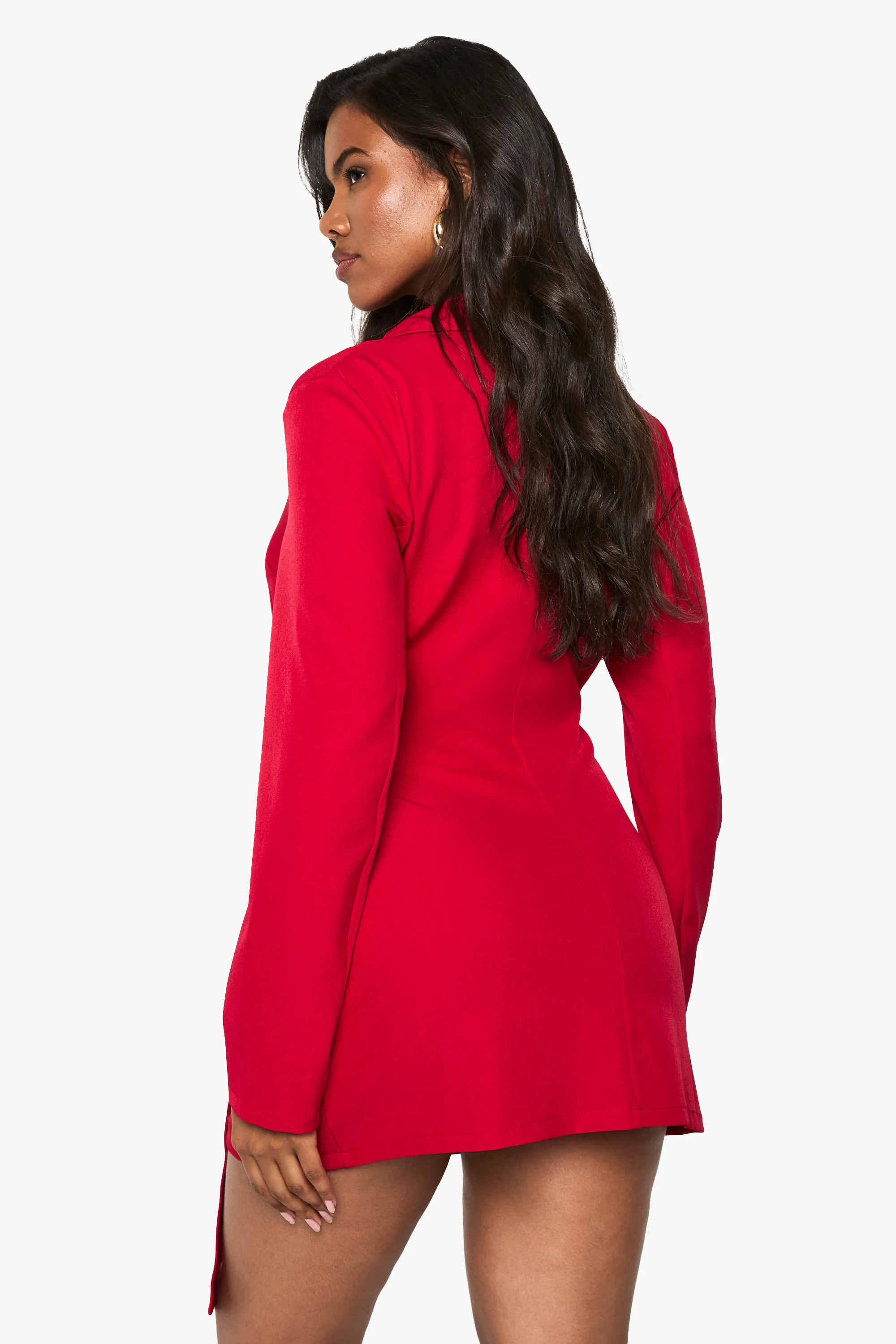 Linen Look Wrap Drape Front Tailored Blazer Dress 2 Linen Look Wrap Drape Front Tailored Blazer Dress
