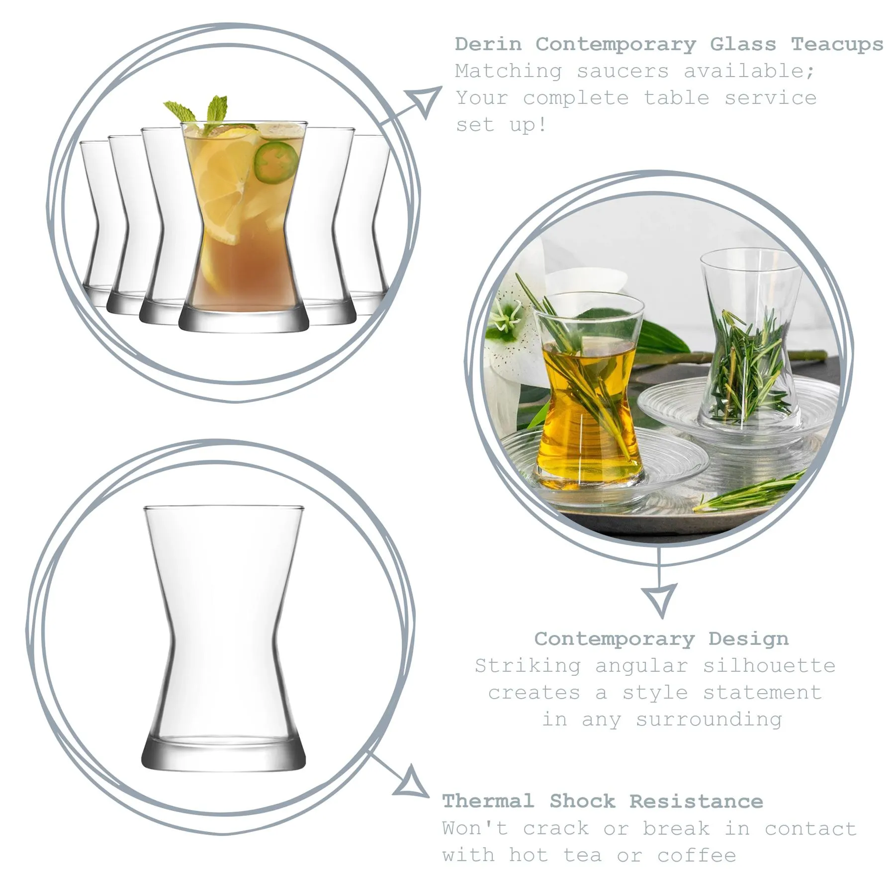 Derin Glass Tea Cup Set 140ml Pack of 6 2 Derin Glass Tea Cup Set 140ml Pack of 6