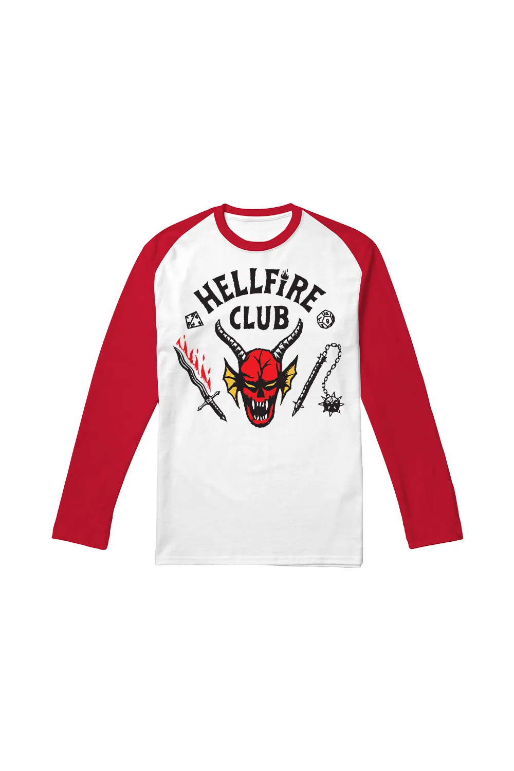 Stranger Things Hellfire Club Raglan Long Sleeve T-Shirt Red Raglan 1 Stranger Things Hellfire Club Raglan Long Sleeve T-Shirt Red Raglan