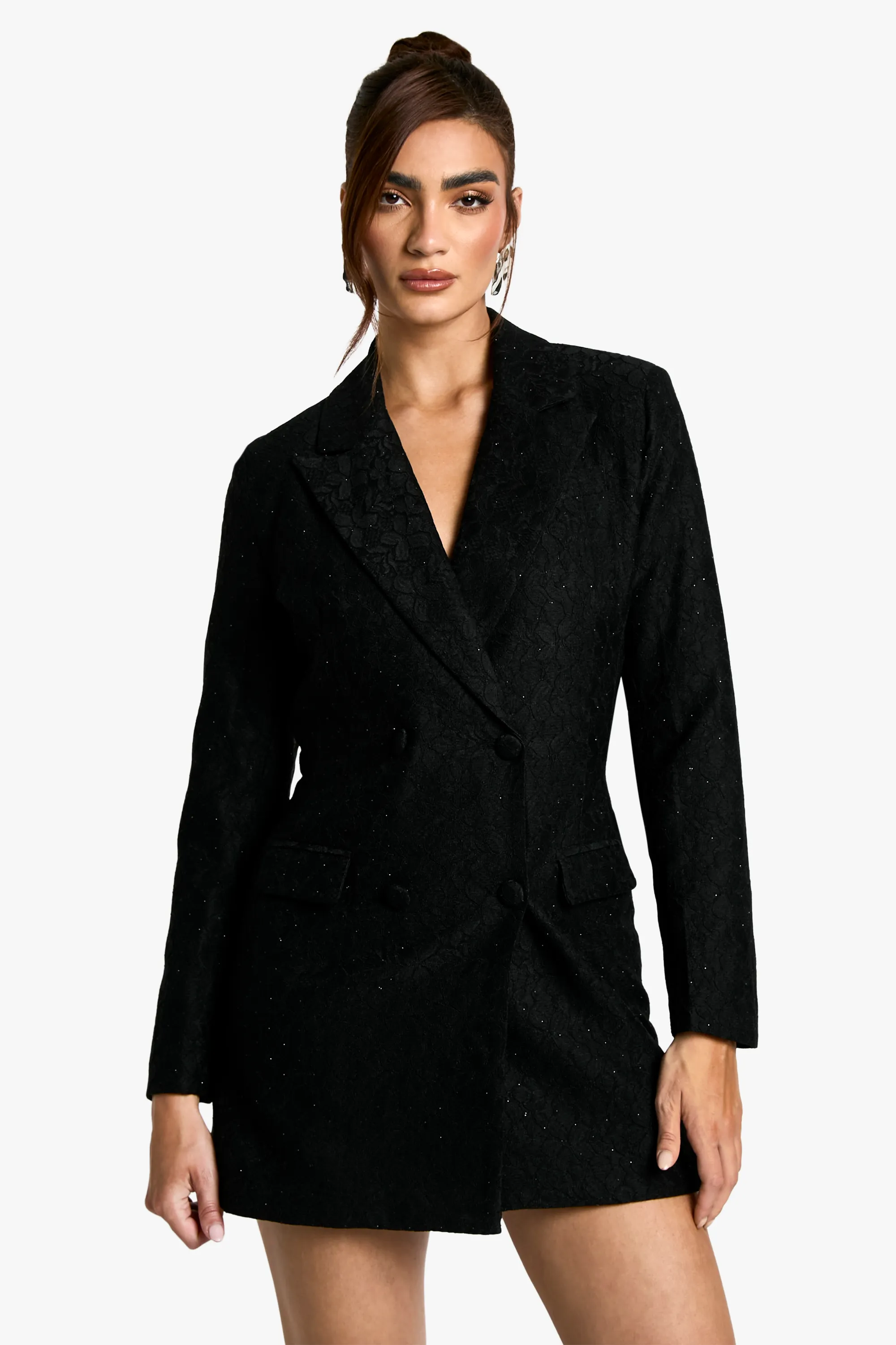 Sequin Lace Blazer Dress