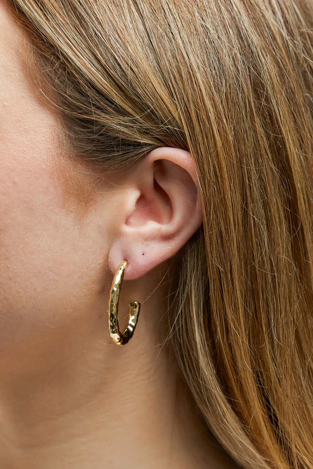 Jon Richard Gold Plated Hammered Stainless Steel Hoop Earrings 2 Jon Richard Gold Plated Hammered Stainless Steel Hoop Earrings