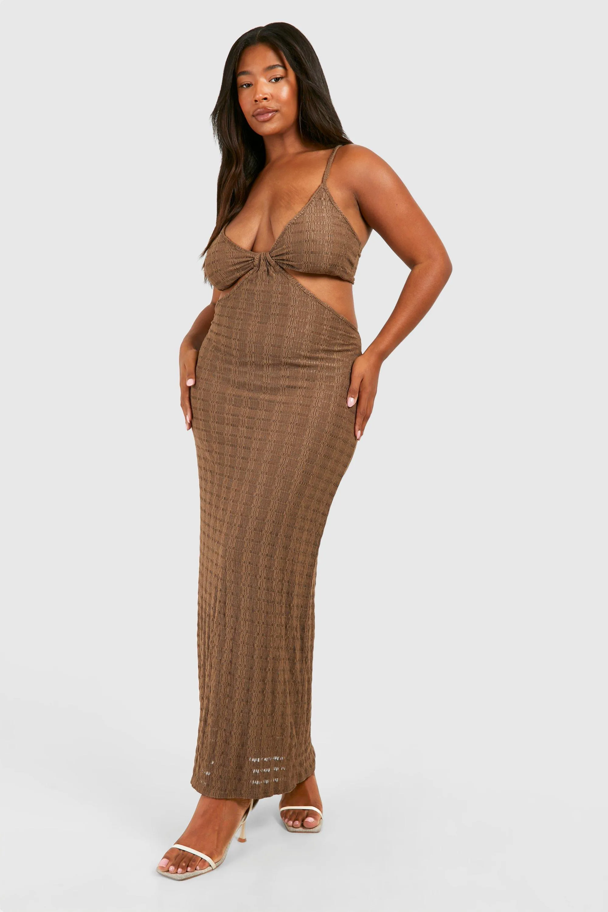 Plus Jersey Knitted Strappy Beach Maxi Dress
