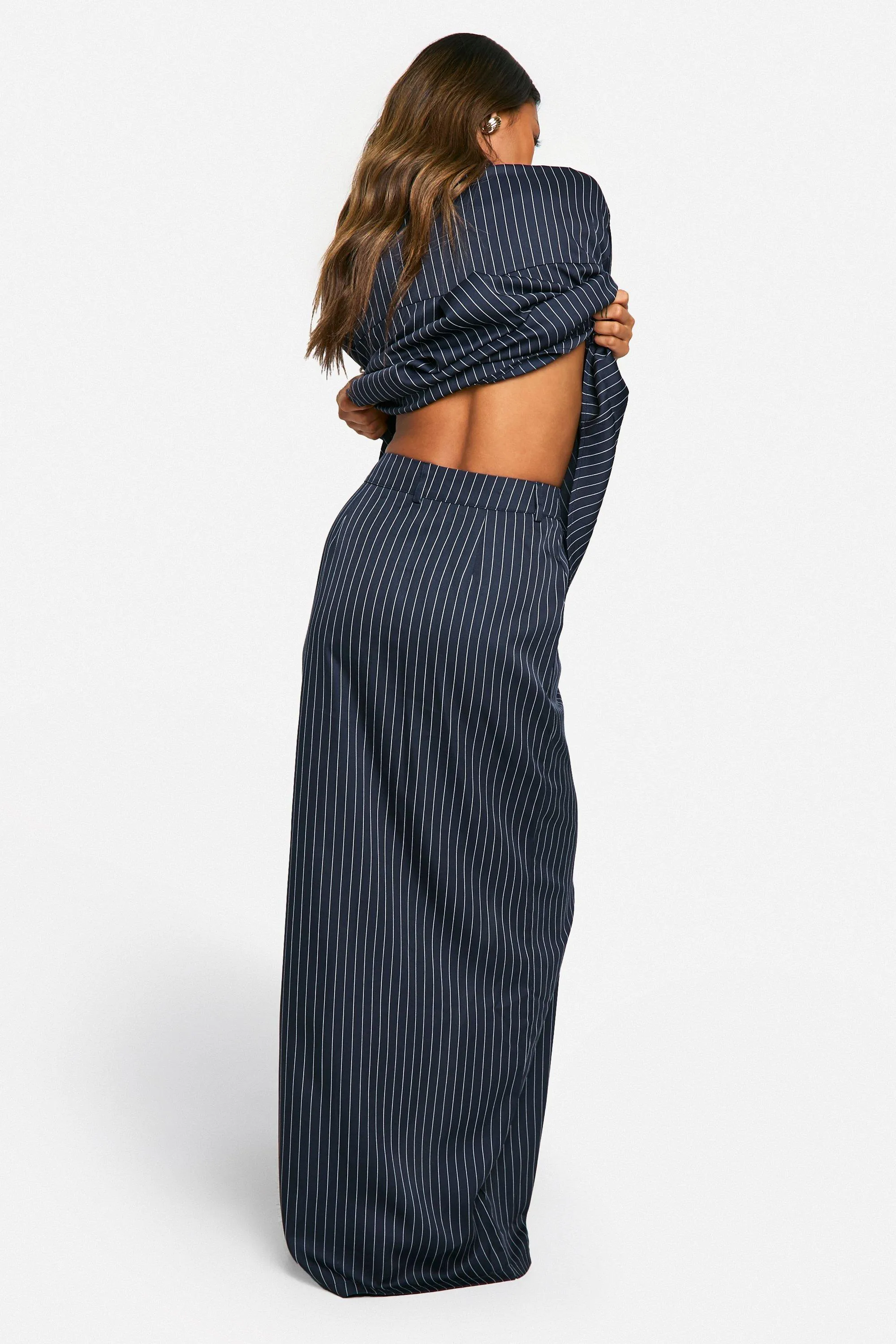 Pinstripe Split Front Maxi Skirt 2 Pinstripe Split Front Maxi Skirt