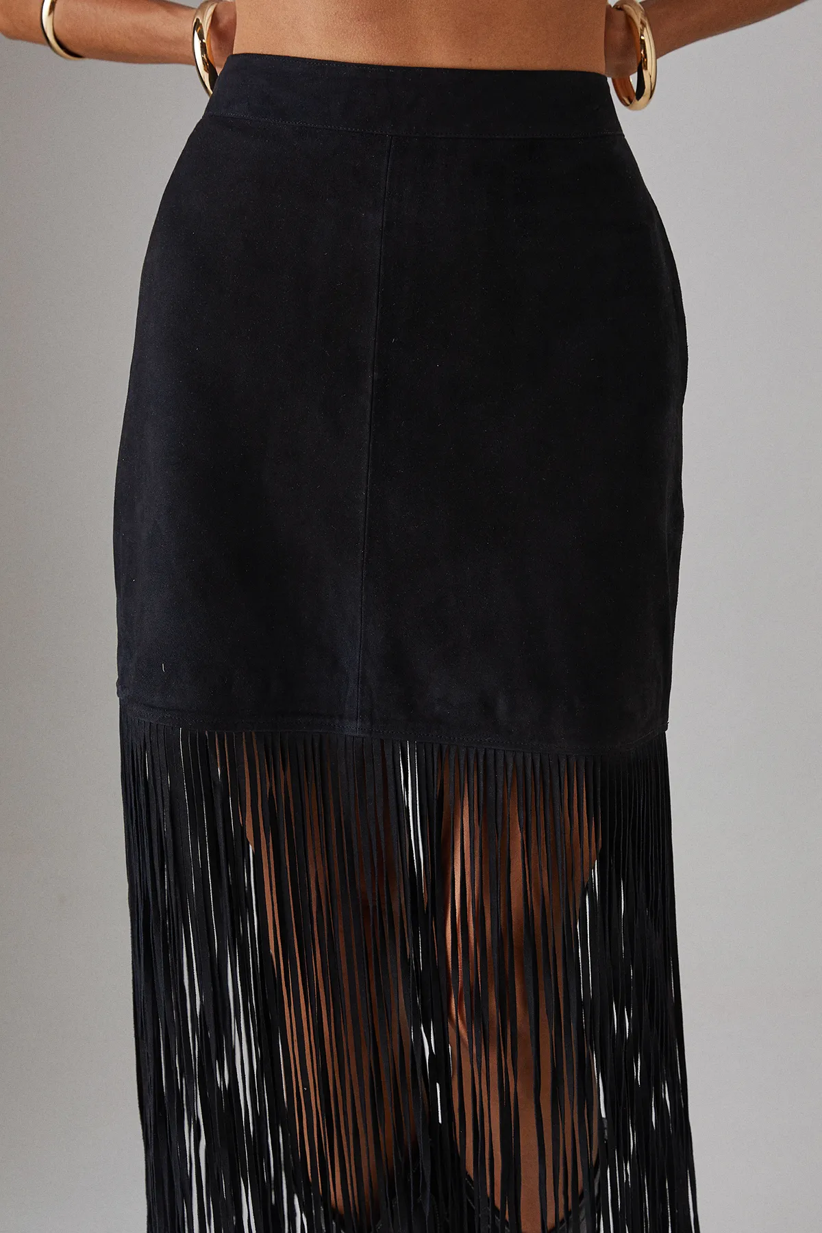 Real Suede Fringed Maxi Skirt 2 Real Suede Fringed Maxi Skirt
