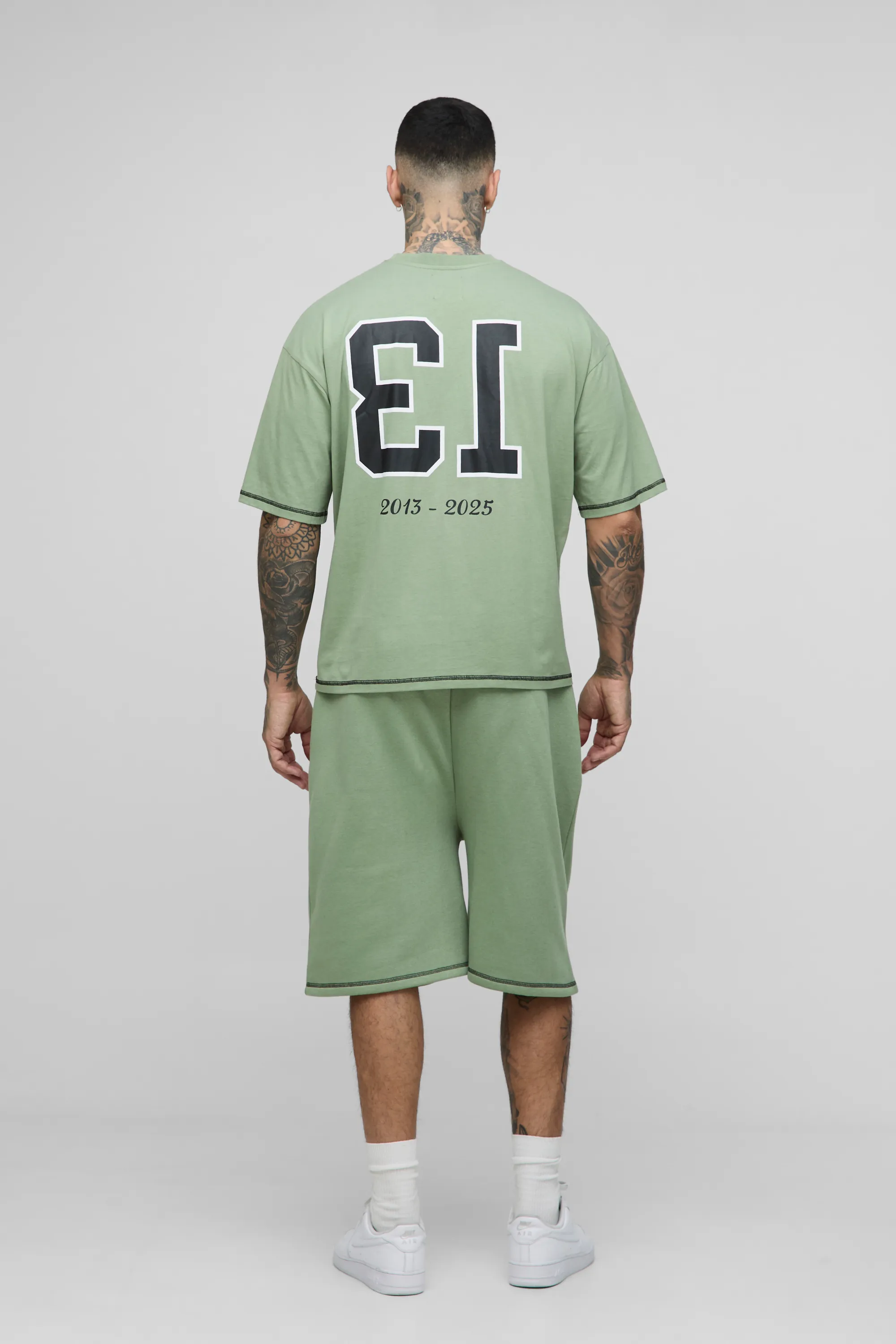 Tall Oversized Boxy Applique 13 Print T-Shirt & Short Set 2 Tall Oversized Boxy Applique 13 Print T-Shirt & Short Set