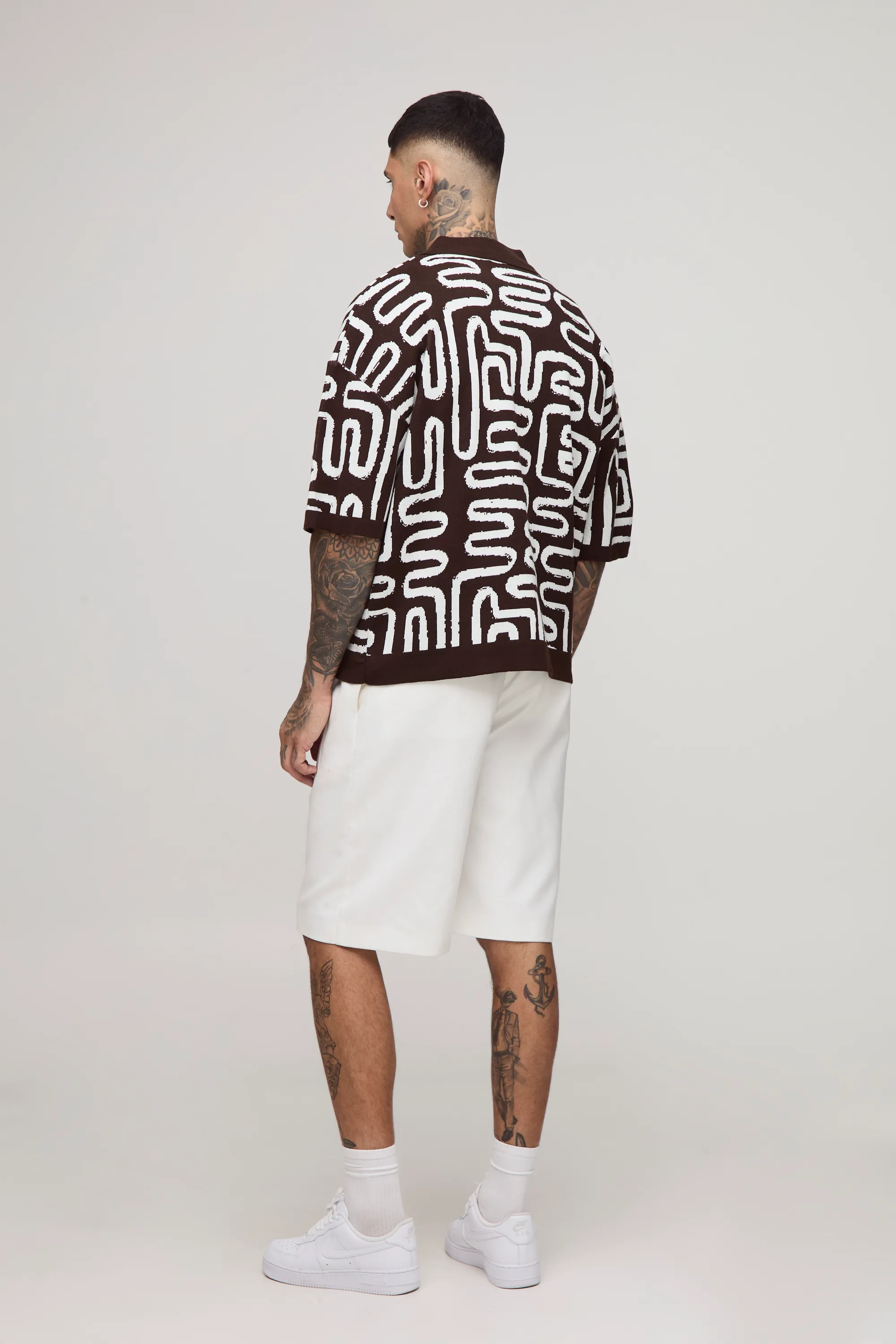 Tall Boxy Oversized Abstract Knit Polo 2 Tall Boxy Oversized Abstract Knit Polo