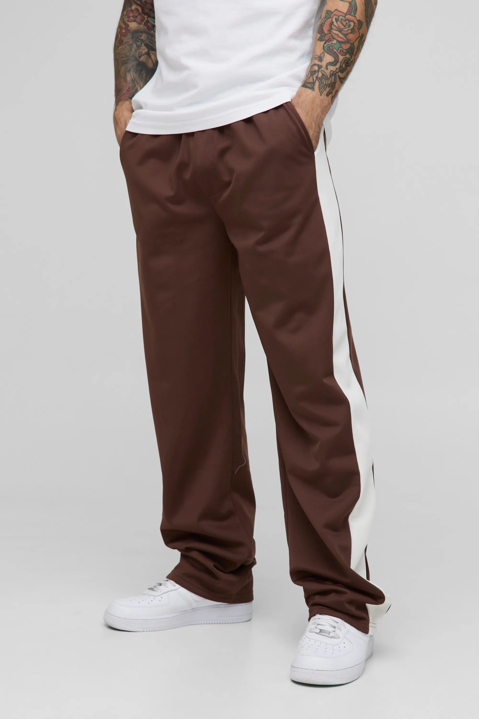 Elasticated Waist Relaxed Fit Side Panel Track Pants 1 Elasticated Waist Relaxed Fit Side Panel Track Pants
