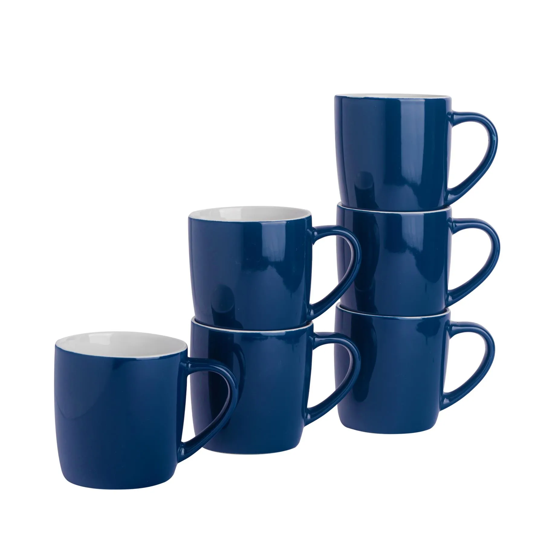 6x Coloured Coffee Mugs - 350ml - Durable Stoneware Latte Tea Cup