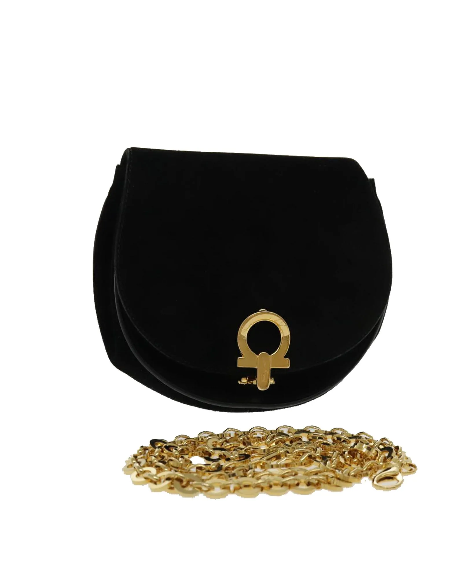 Preloved Suede Shoulder Bag Chain Strap- Black 1 Preloved Suede Shoulder Bag Chain Strap- Black