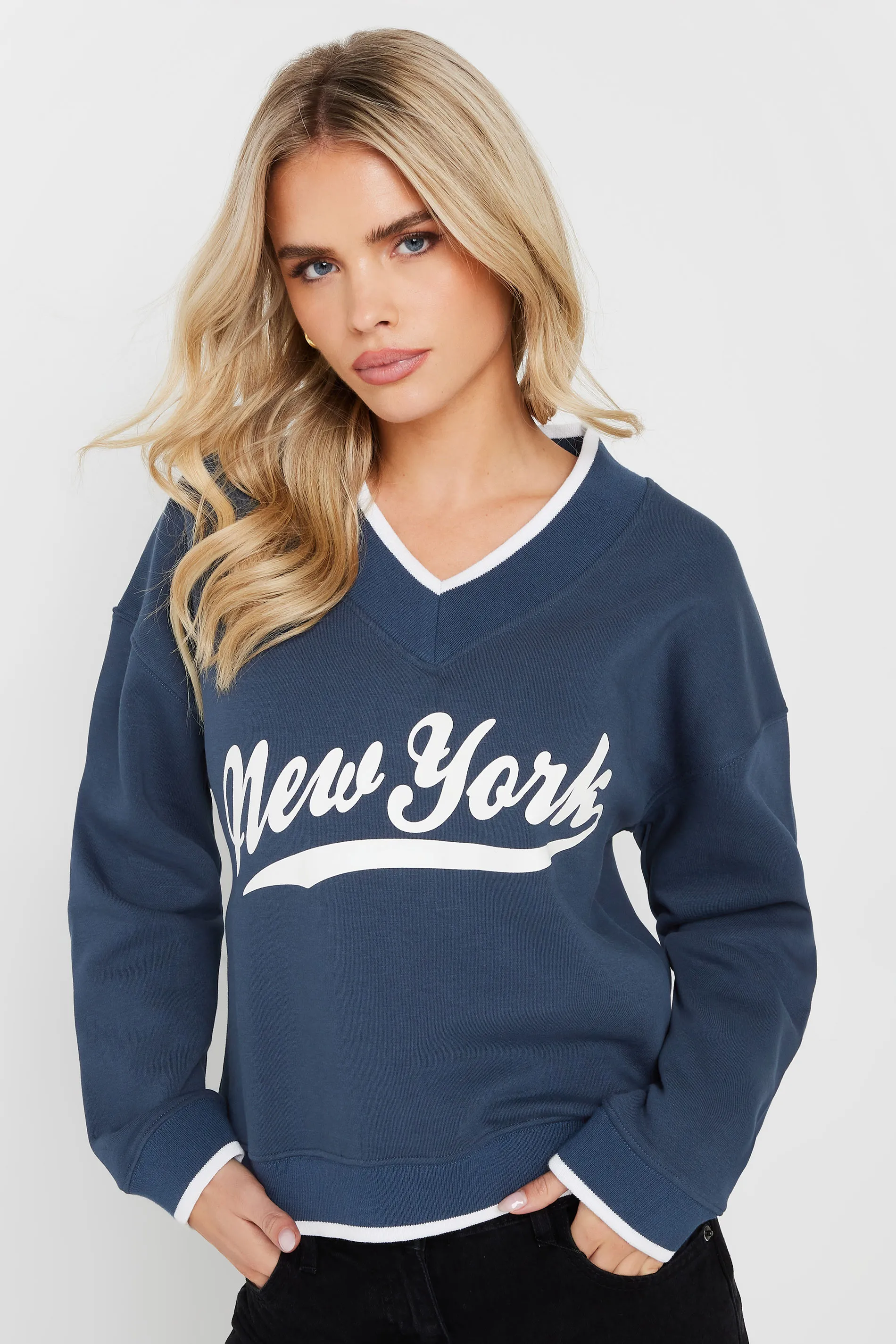 Petite Slogan Rugby Sweatshirt